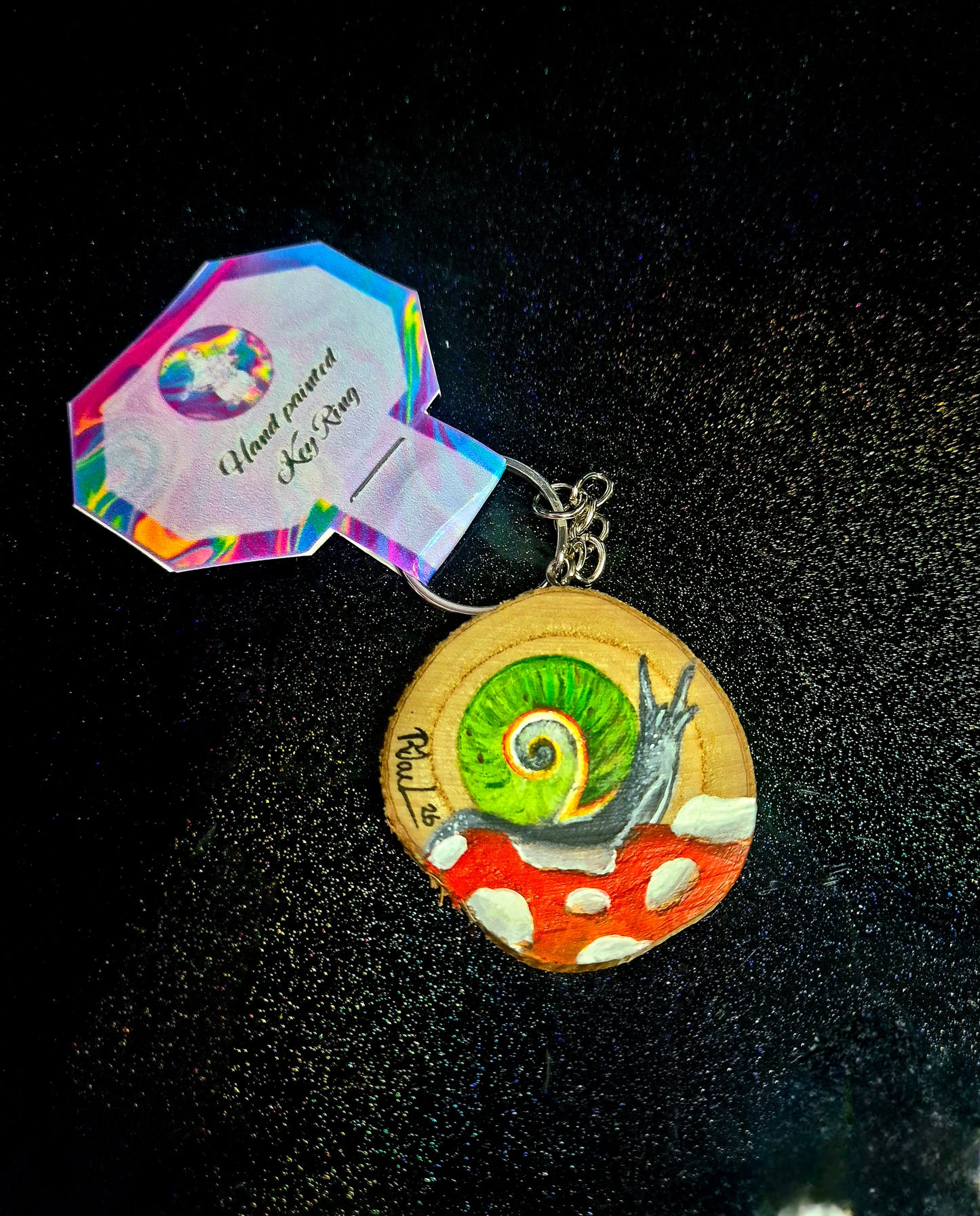 Cuban painted snail keyring