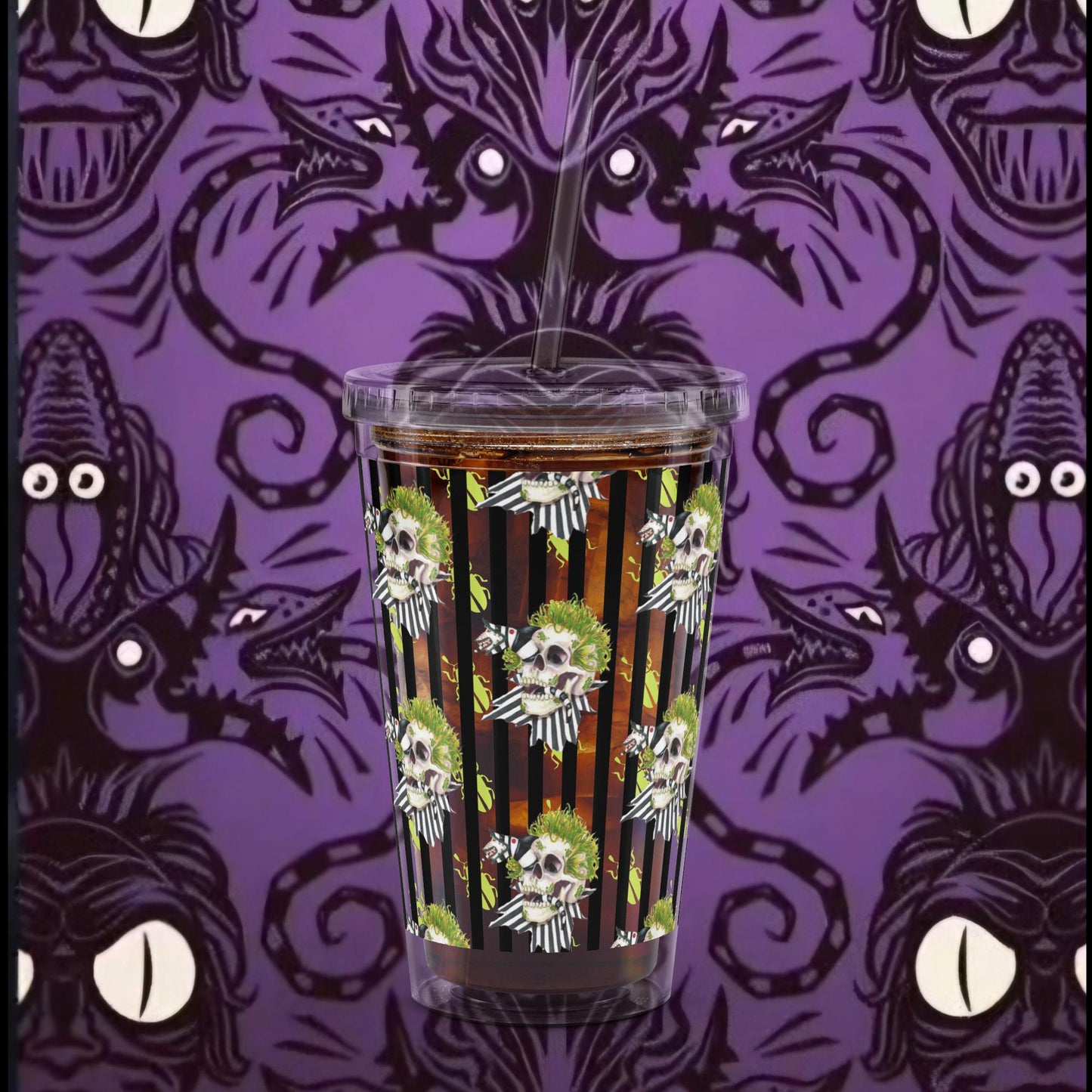 beetle skull Clear plastic tumbler