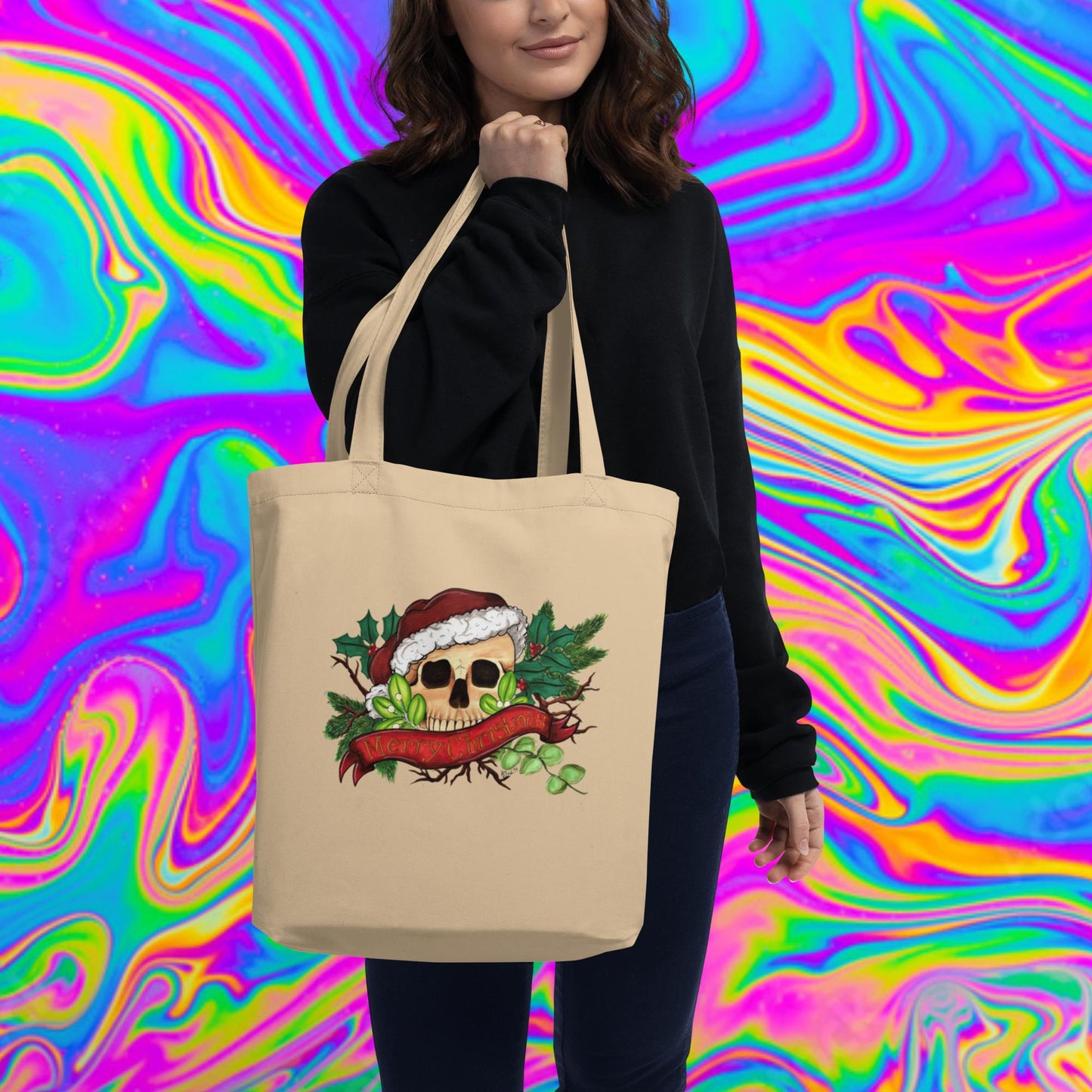 Merry Christmas skull Eco Tote Bag