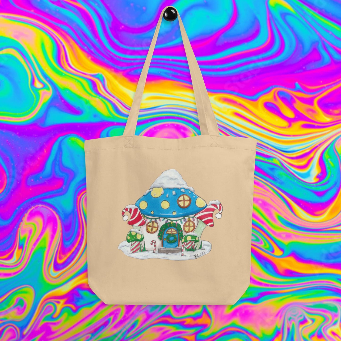 Mushroom Christmas Tote Bag
