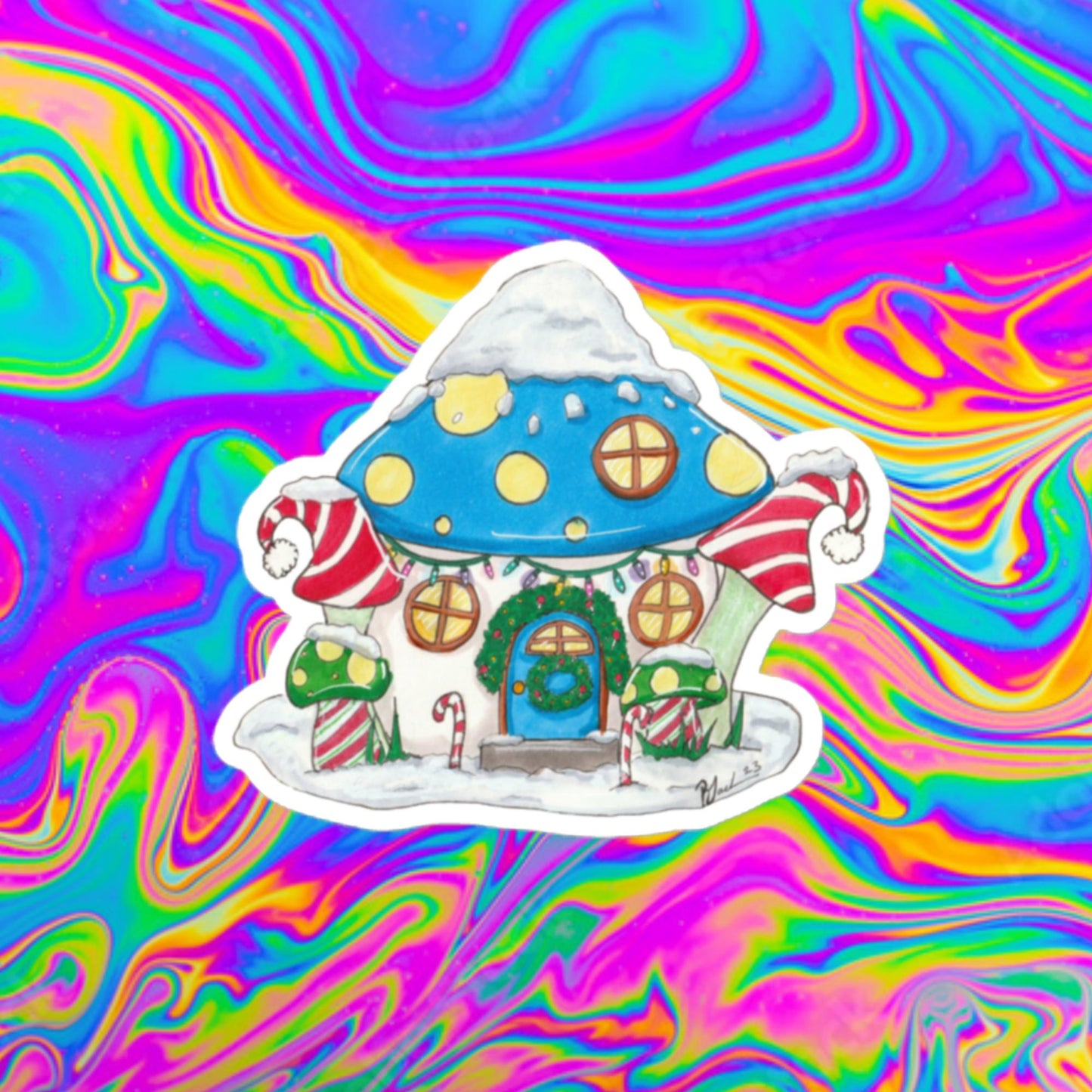 Mushroom Christmas Bubble-free stickers