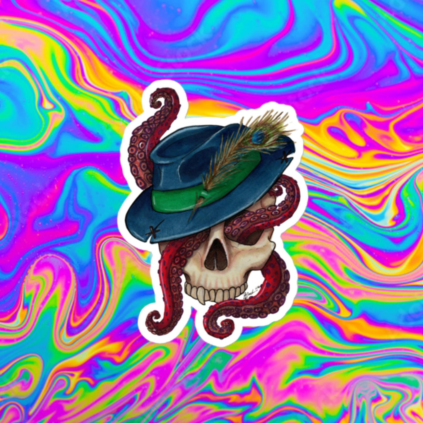 Fedora tentacles Bubble-free stickers