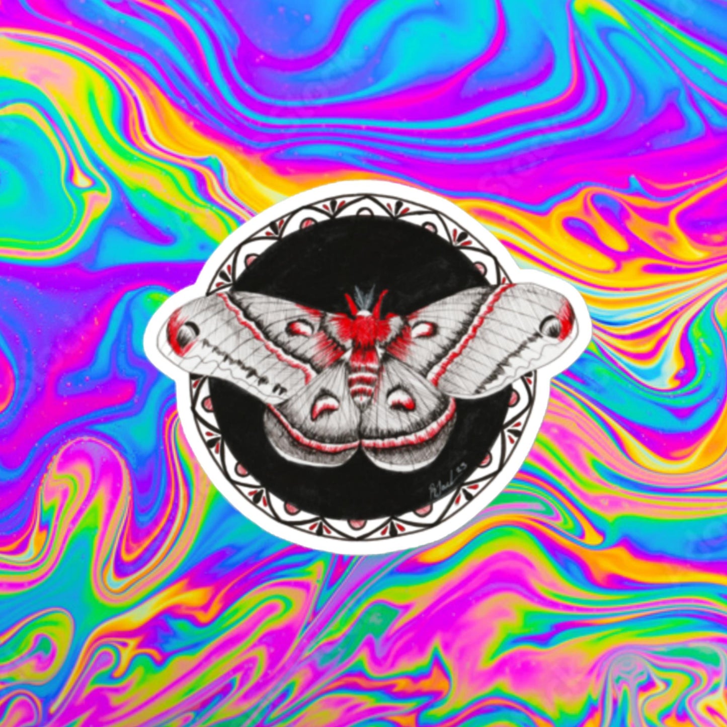 Red moth Bubble-free stickers