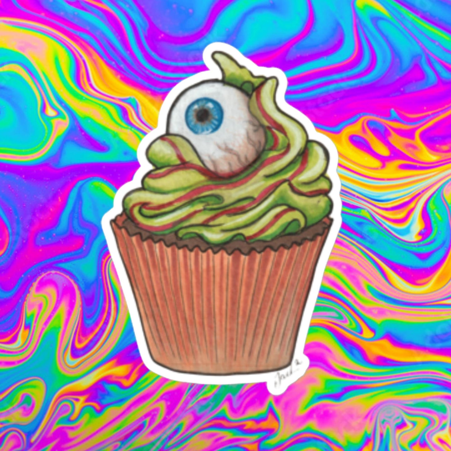 creepy cupcake Bubble-free sticker