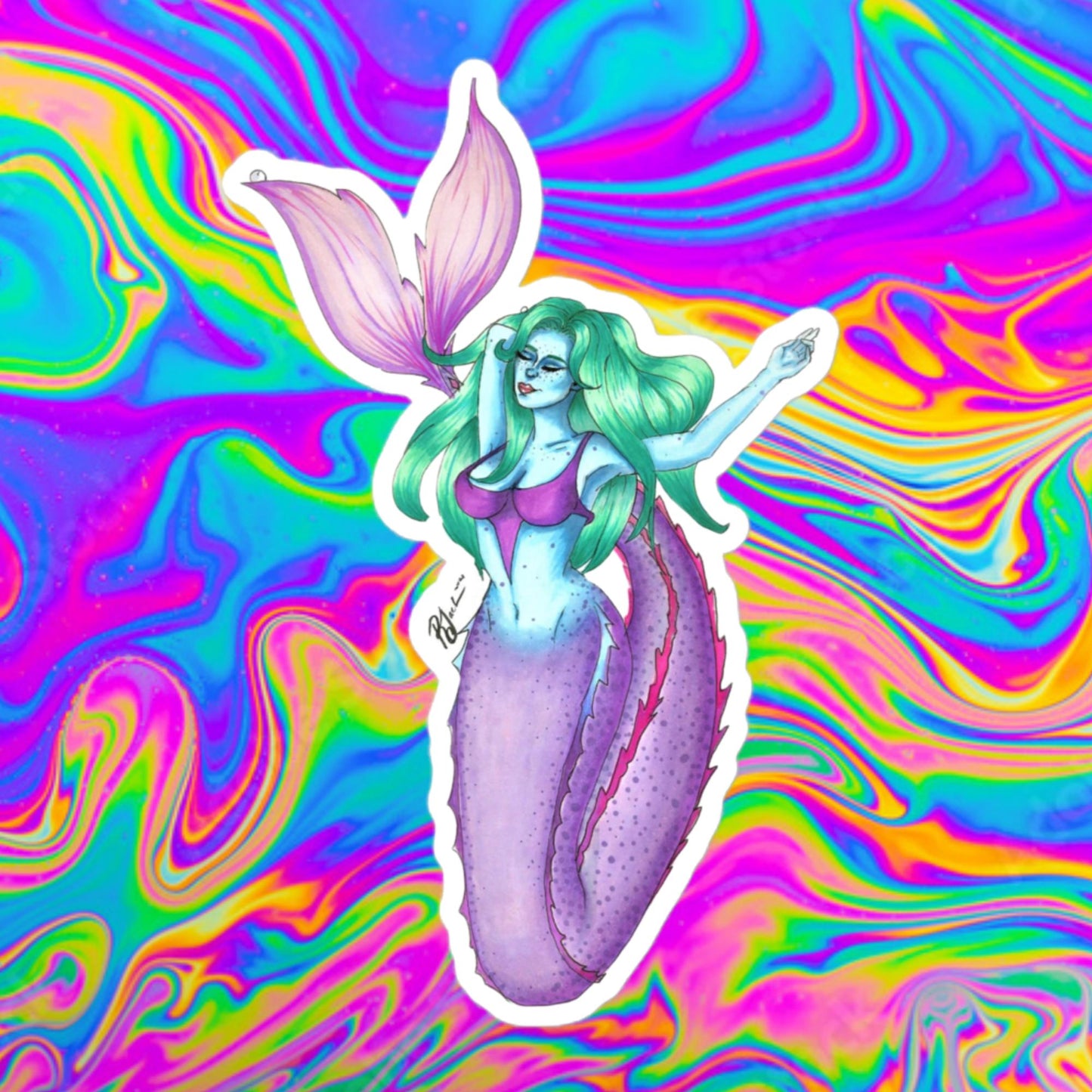 blue mermaid Bubble-free stickers
