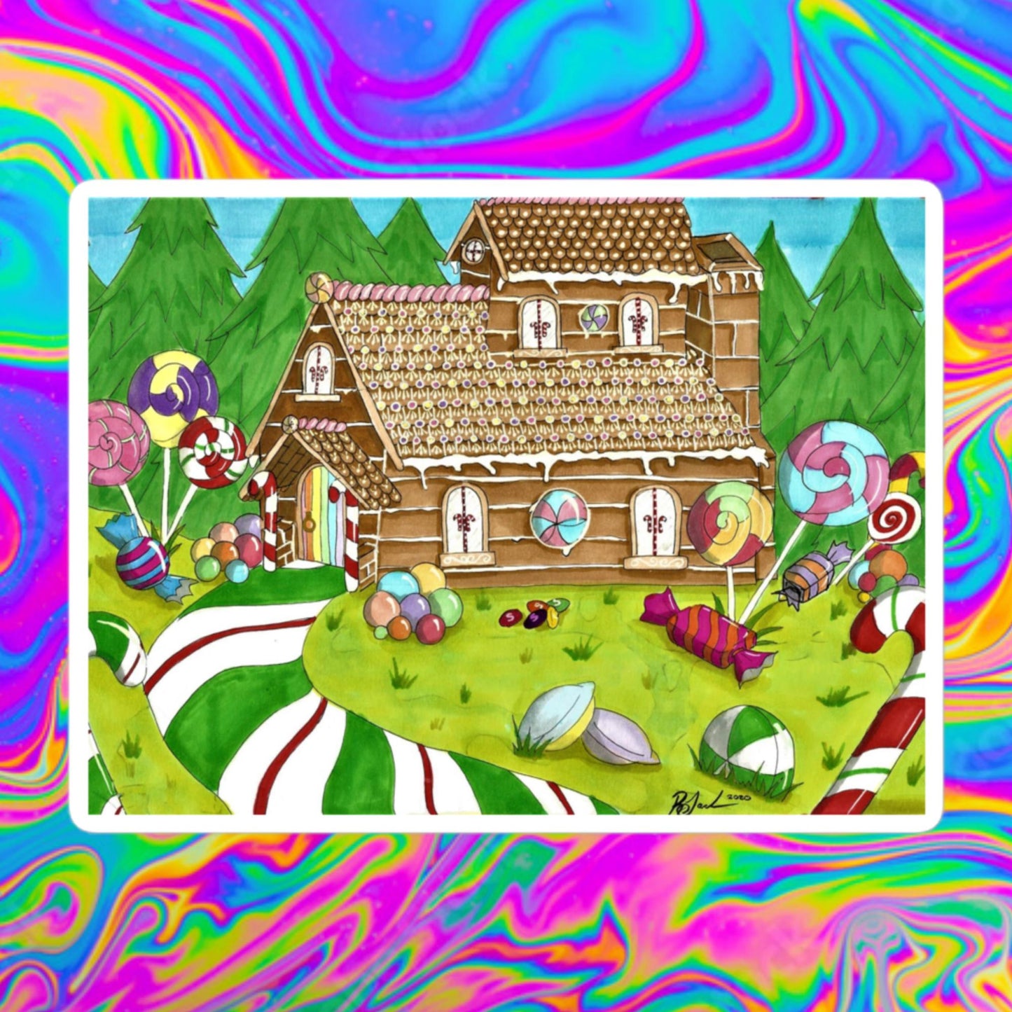 candy land Christmas Bubble-free stickers