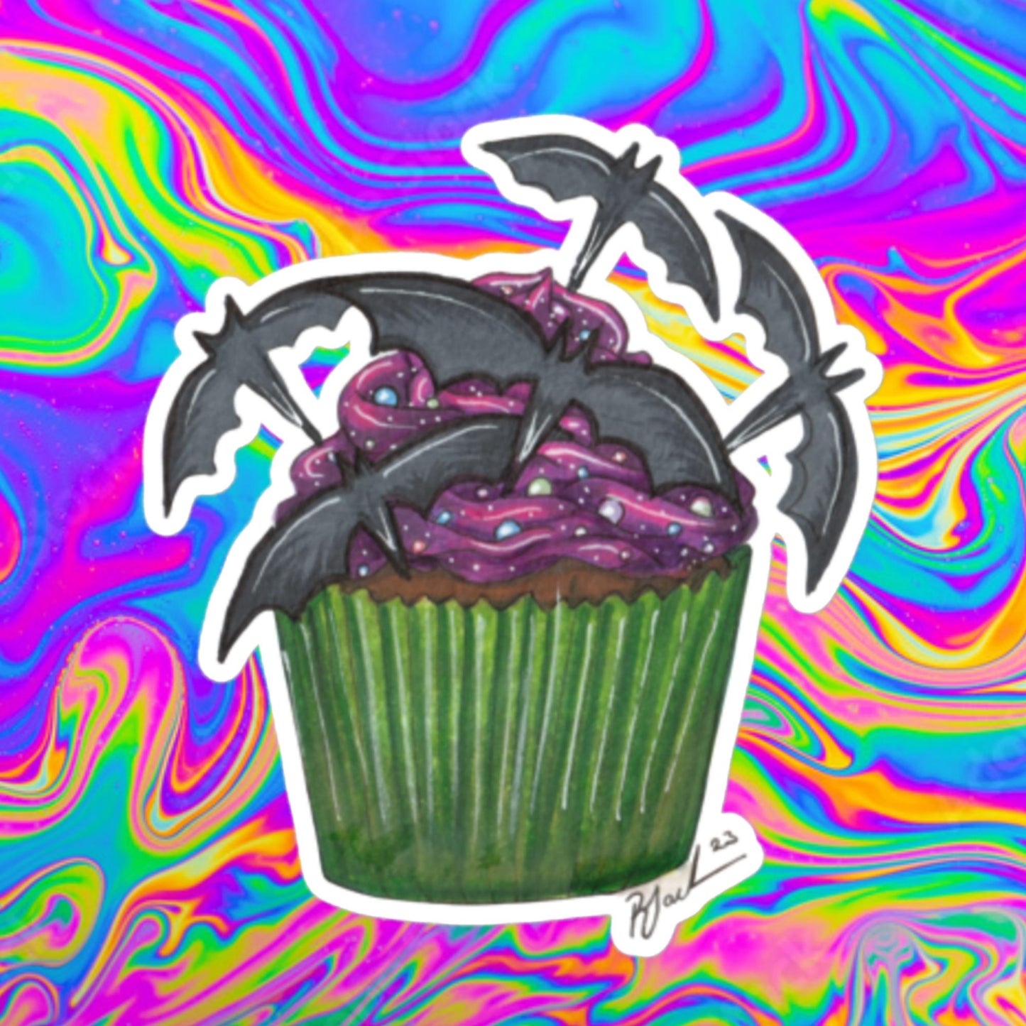 batty cupcake stickers