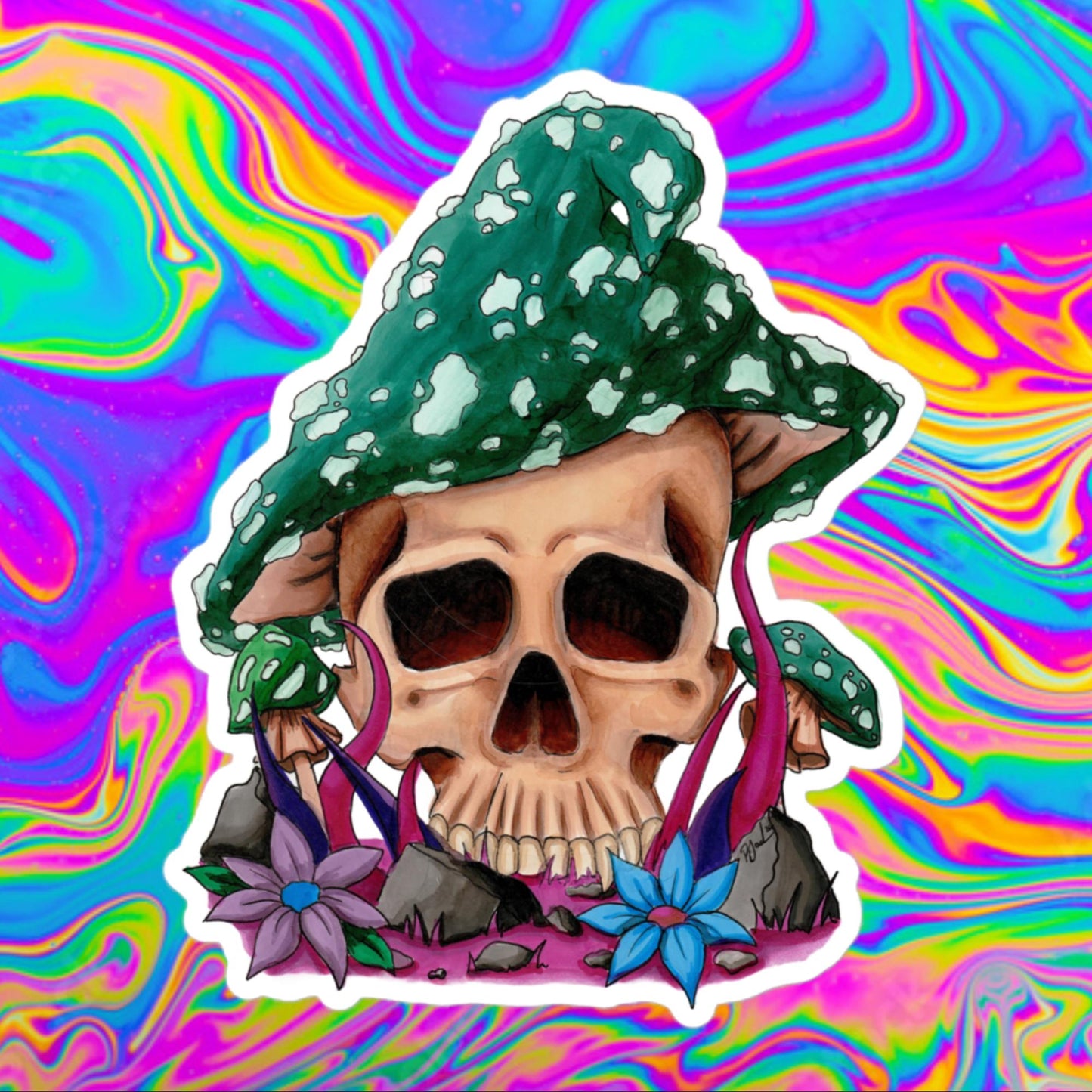 Mushroom skull 2 Bubble-free stickers