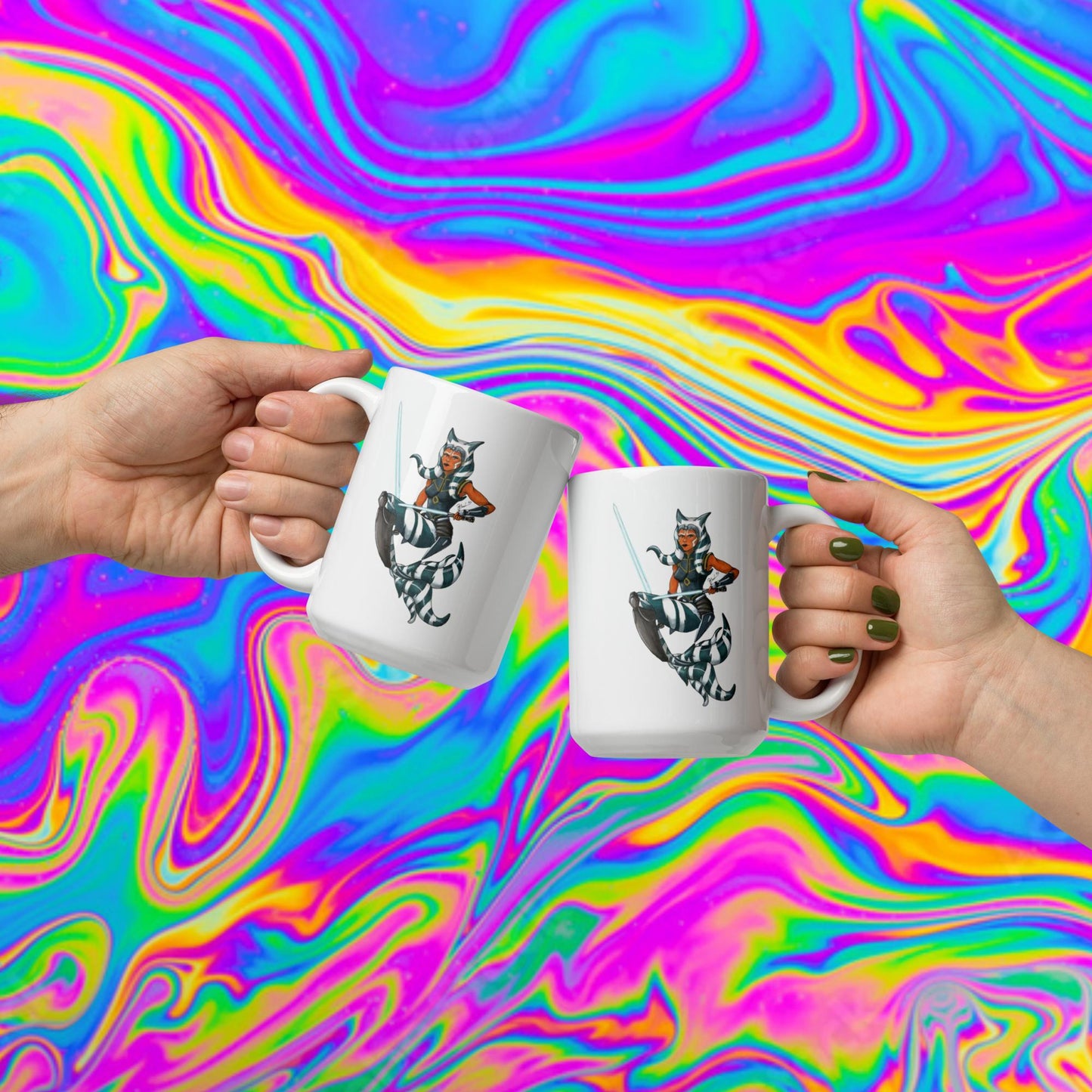Ahsoka mermaid White glossy mug