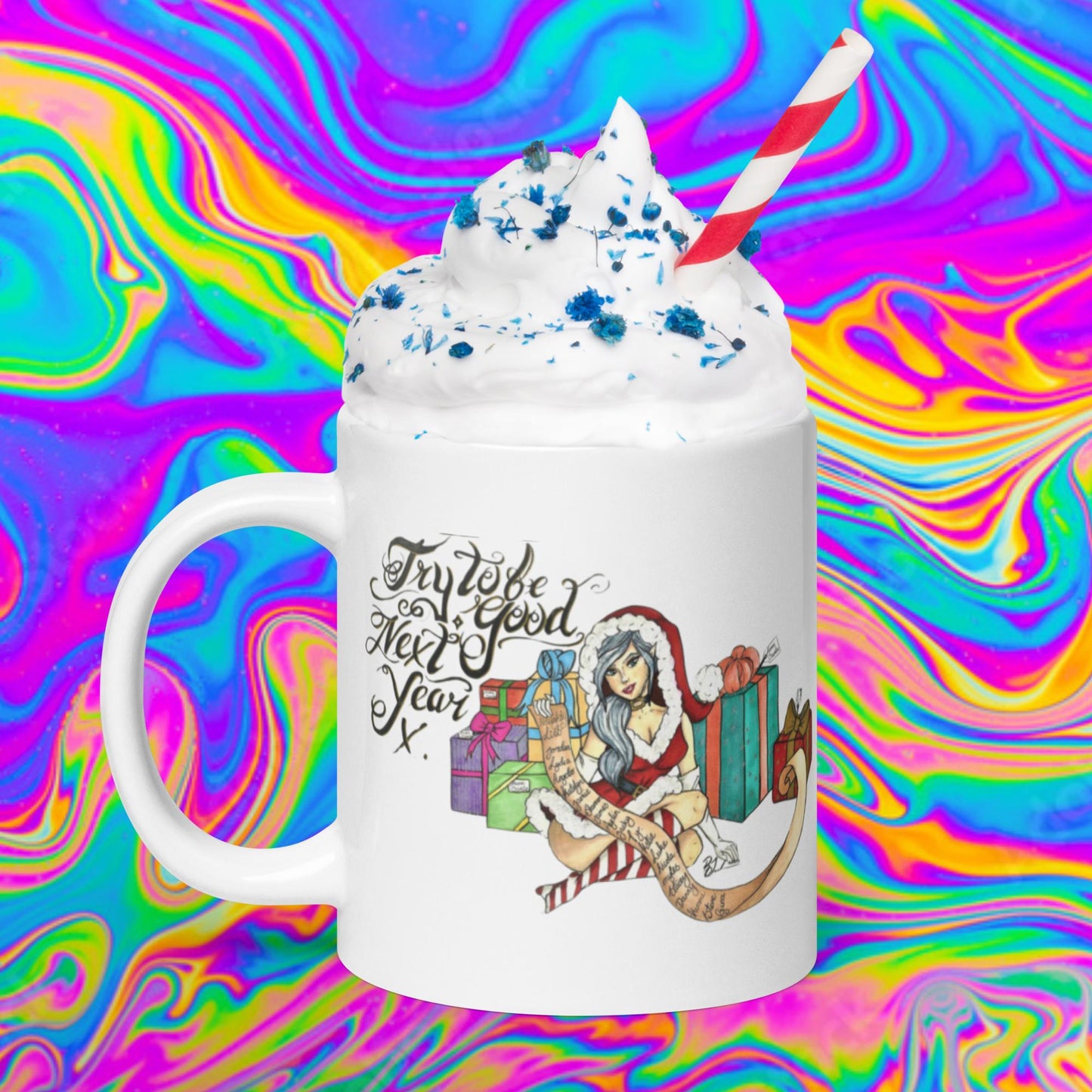 naughty list White glossy mug