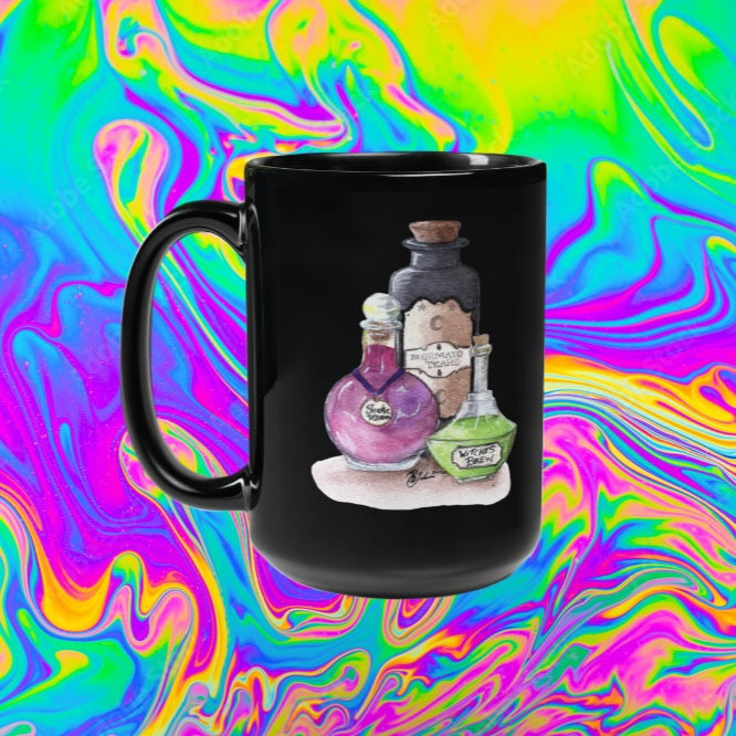 potion bottles Black Glossy Mug