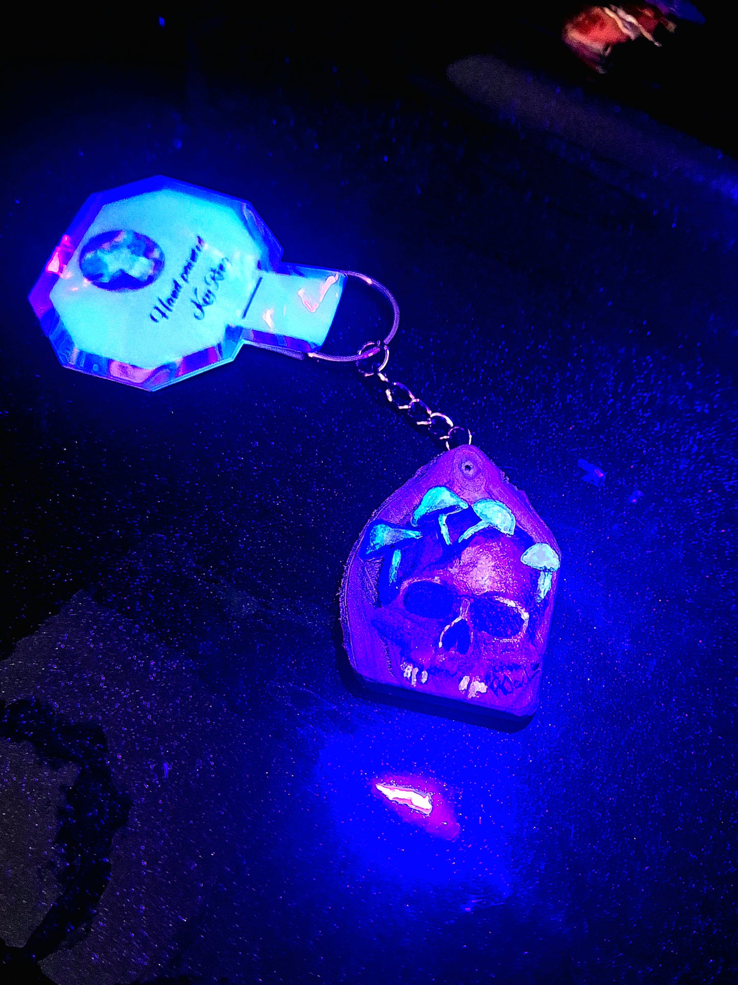 Blue cap bones keyring
