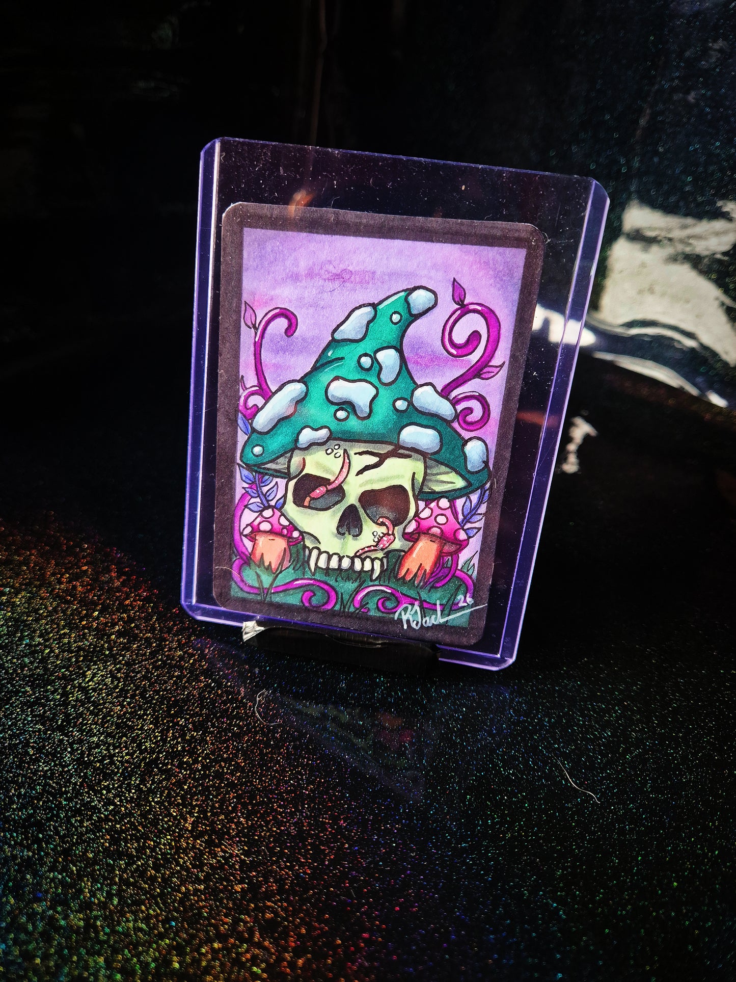 (Original) Poisoned Skull Mushroom Art card