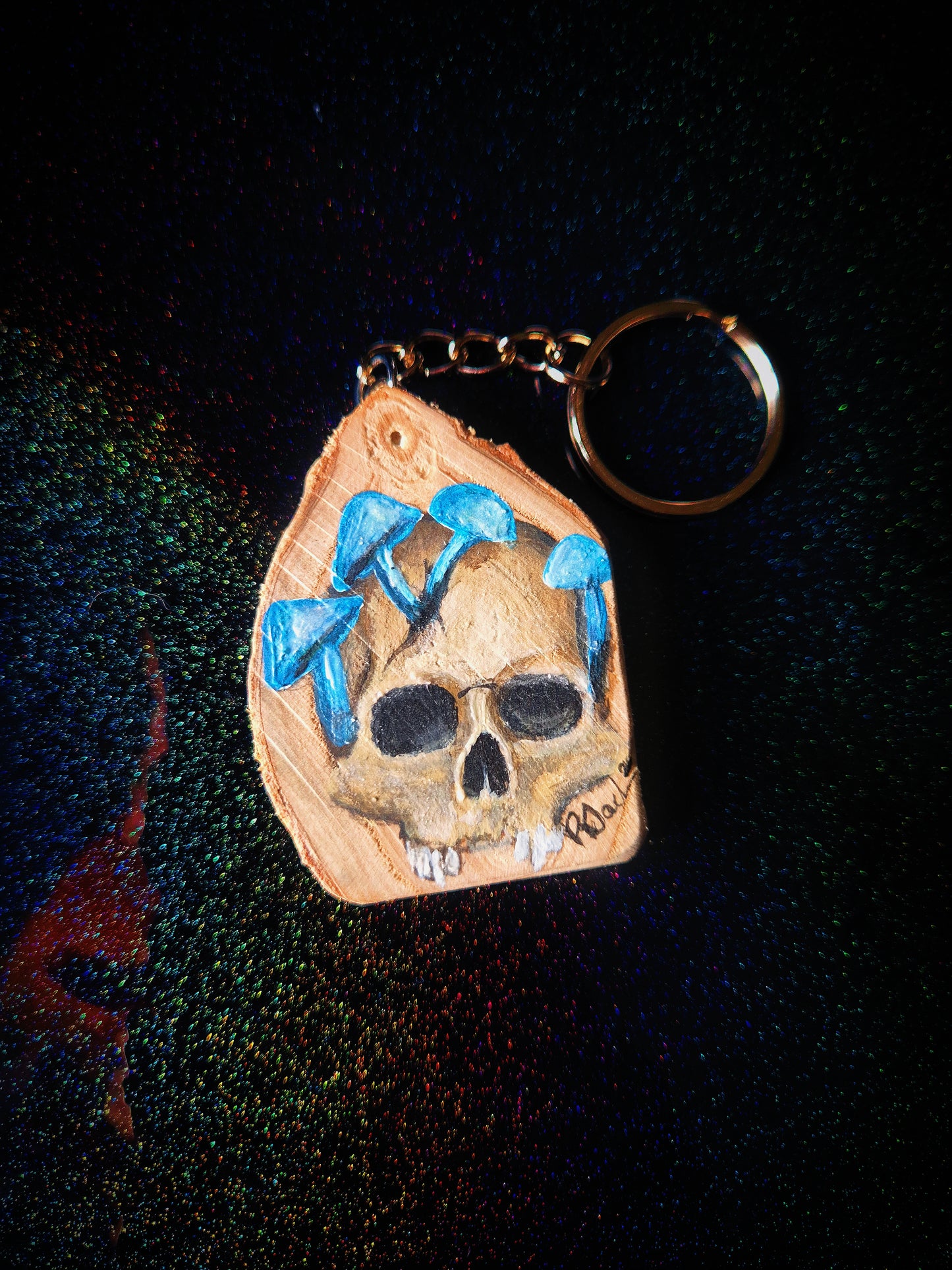 Blue cap bones keyring