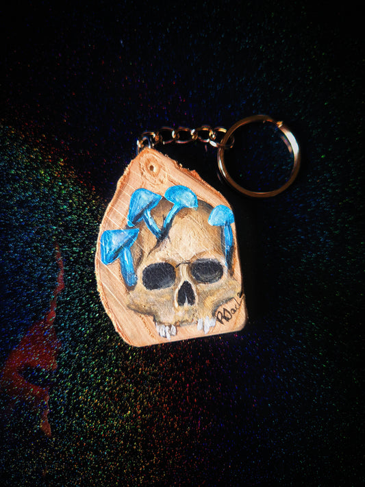 Blue cap bones keyring
