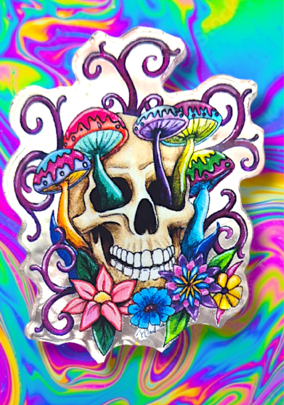 Skull Trip acrylic pin