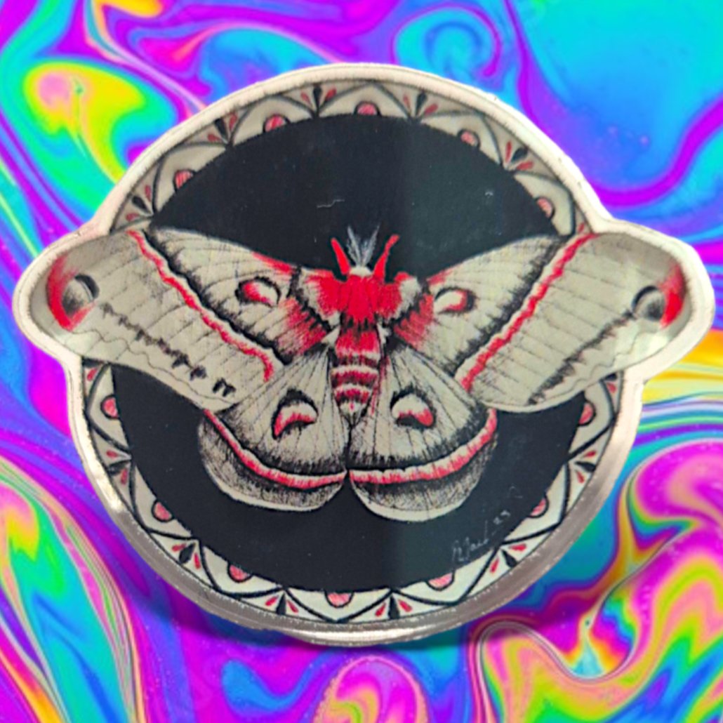 Red moth Acrylic pin
