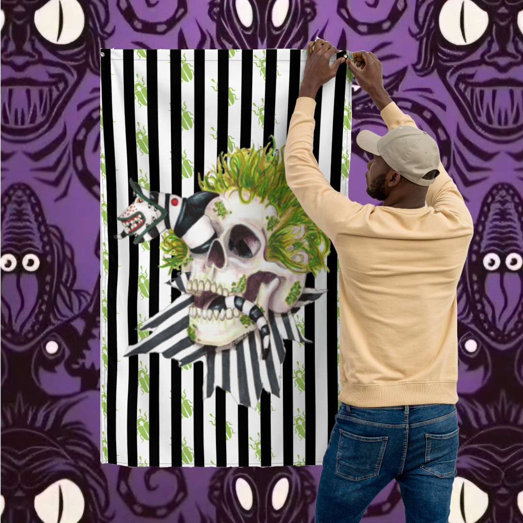 Beetle skull fabric print