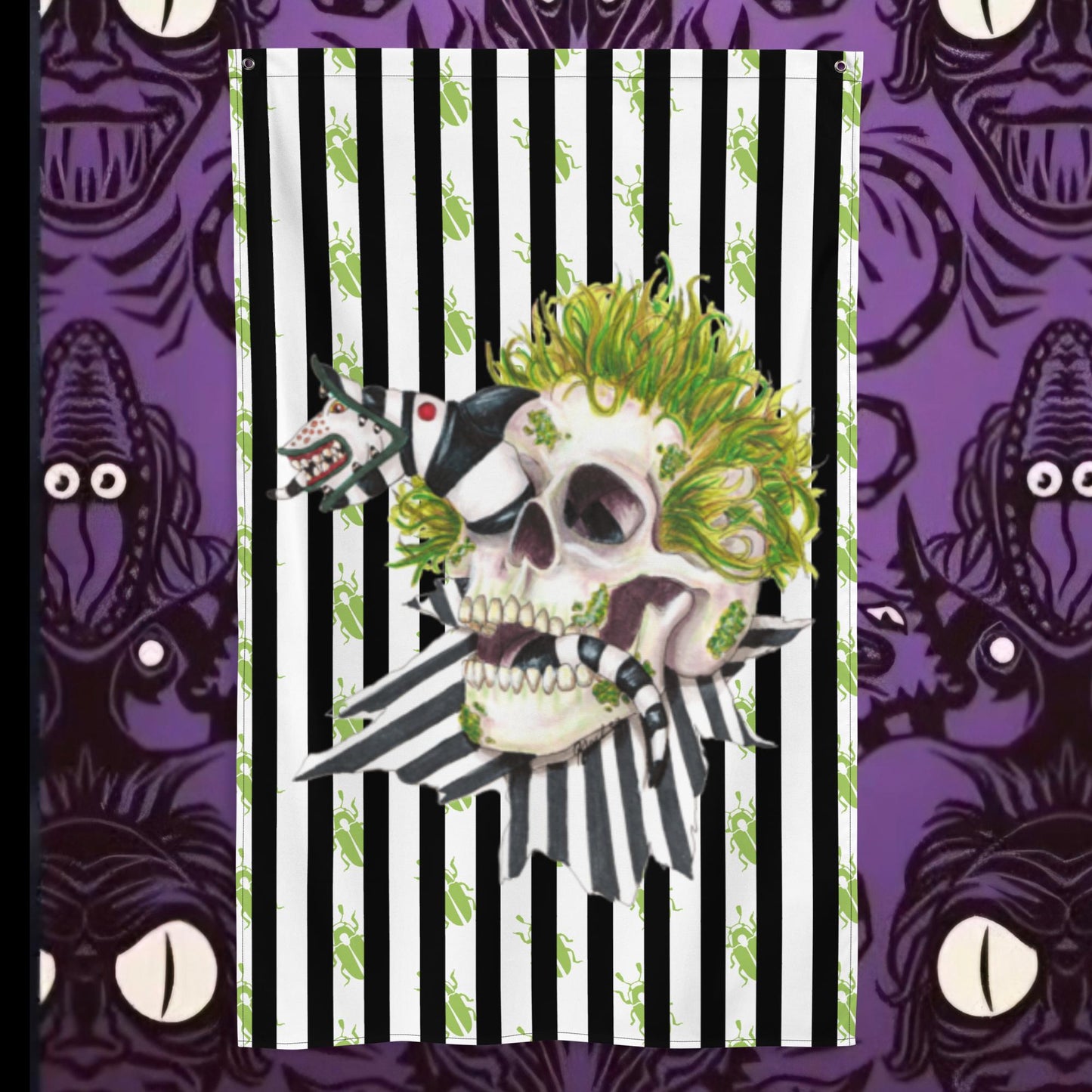 Beetle skull fabric print