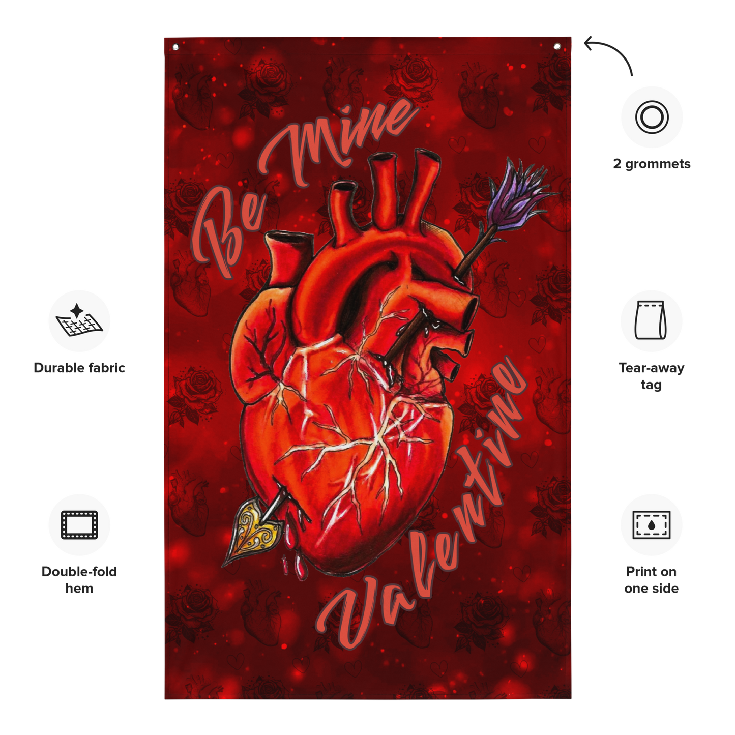 Be mine valentine fabric print