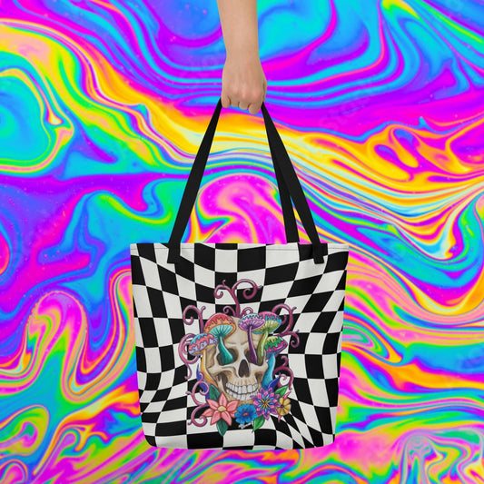 Skull Trip All-Over Print Large Tote Bag