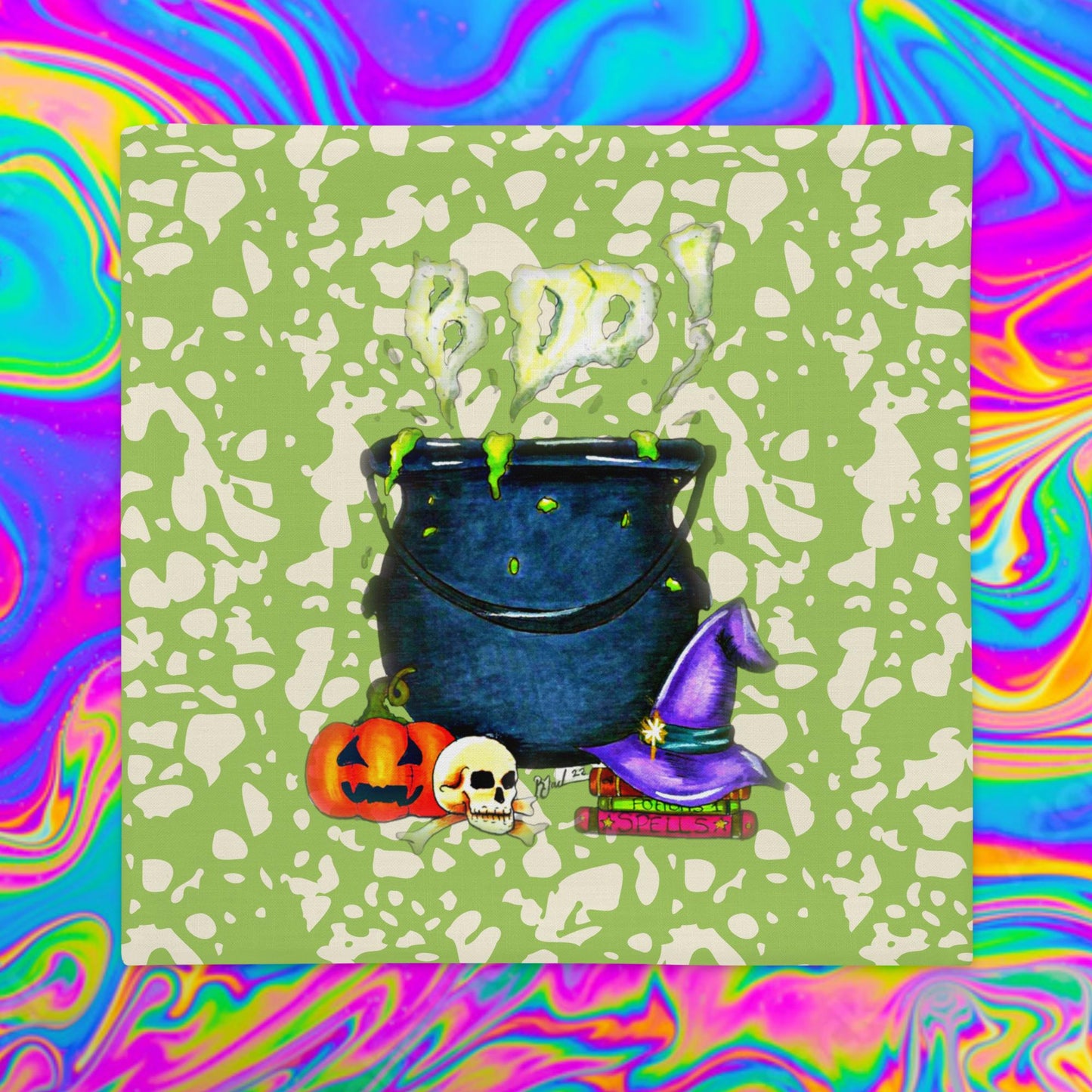 BOO! cauldron Premium cushion cover