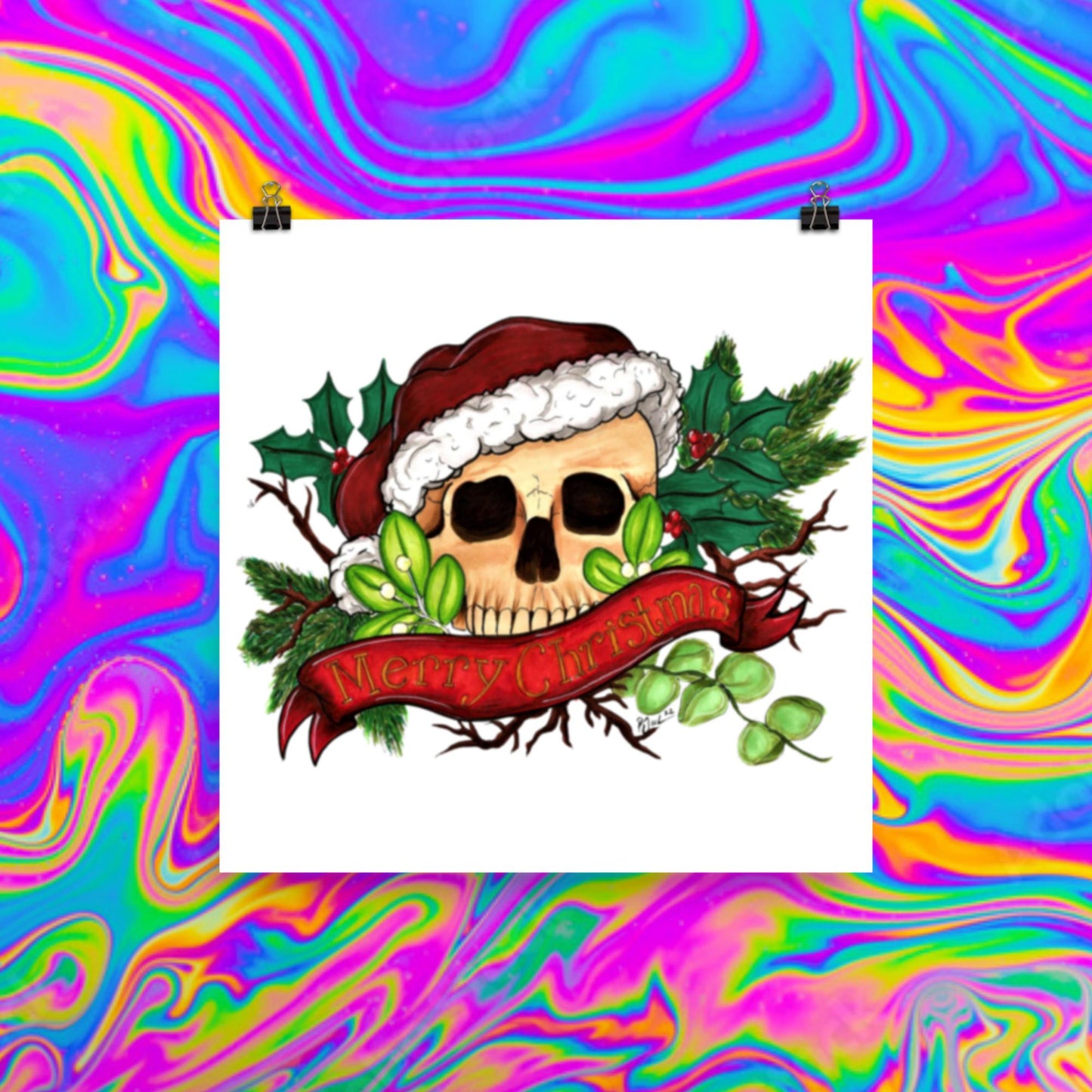 Merry Christmas skull print