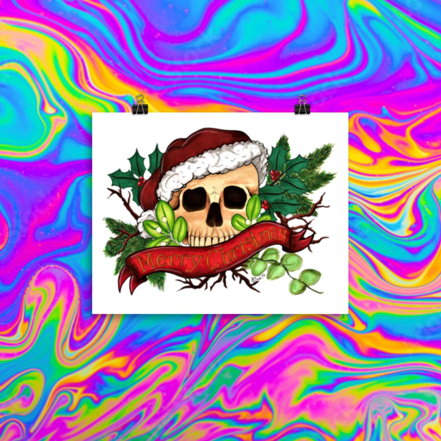 Merry Christmas skull print