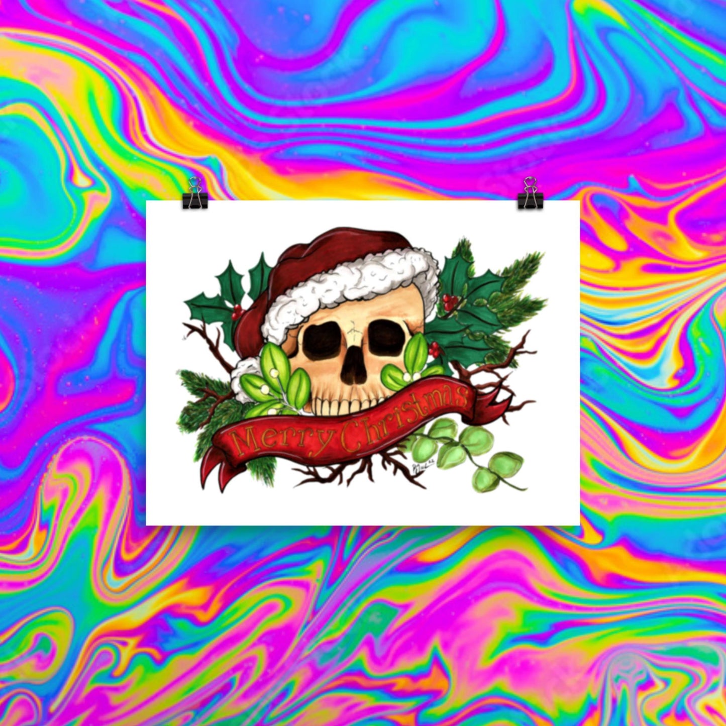 Merry Christmas skull print