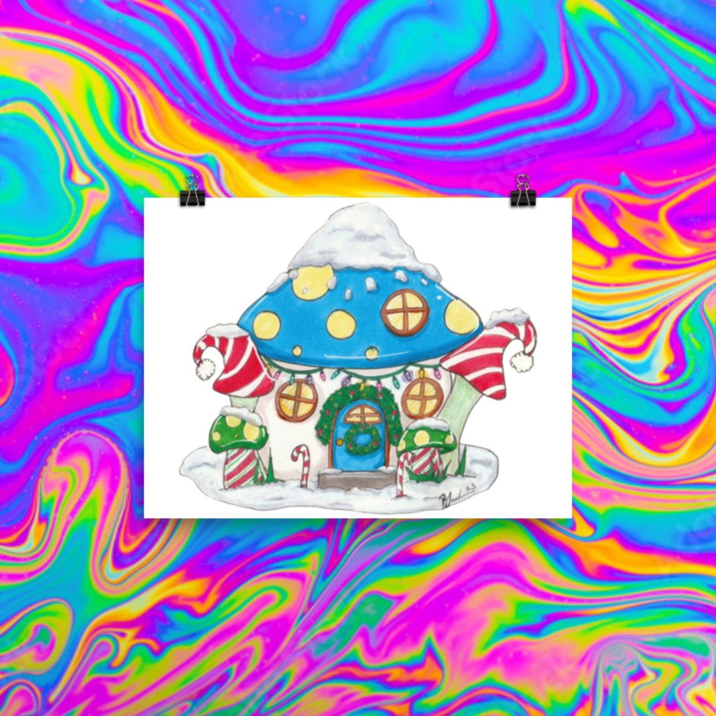 Mushroom Christmas Print