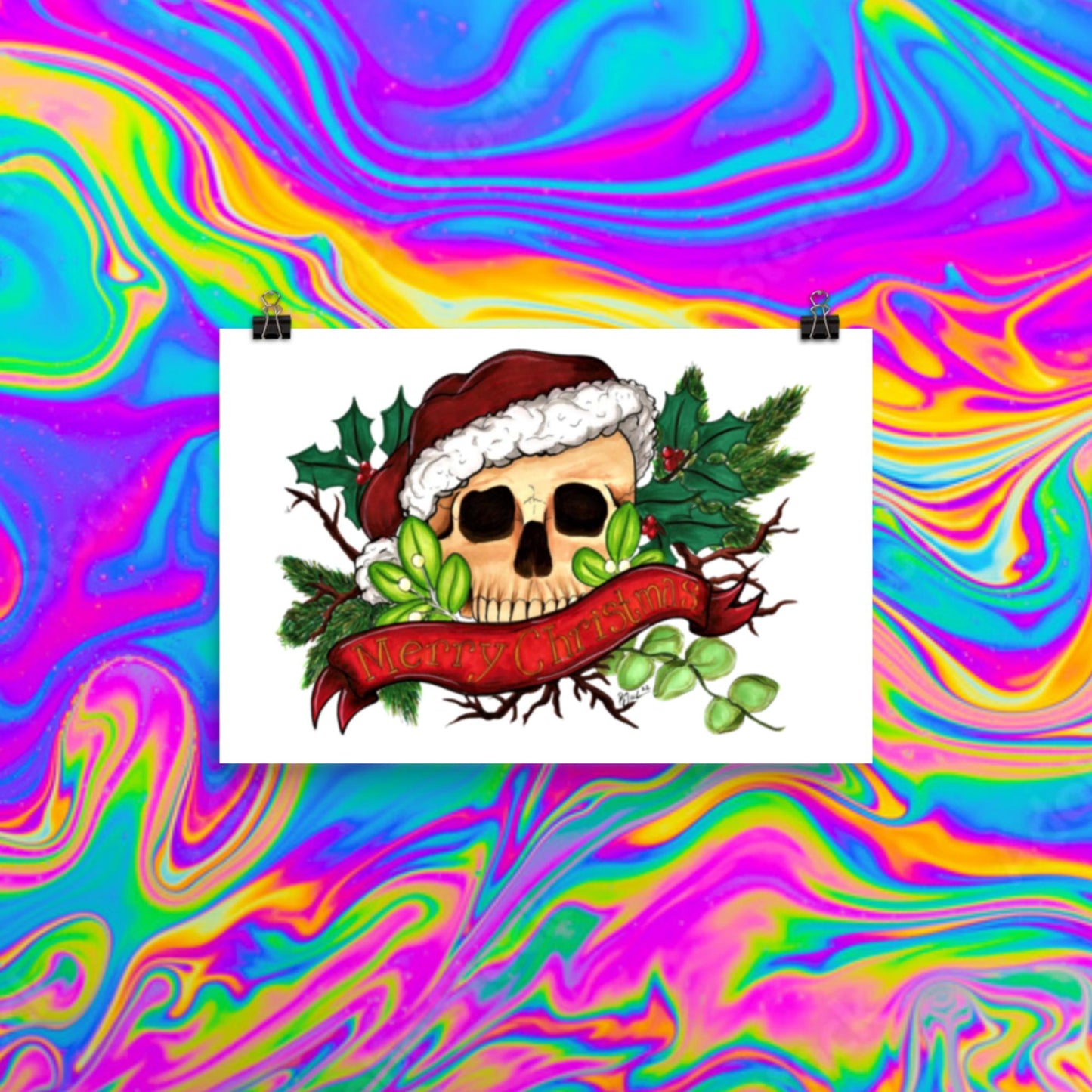 Merry Christmas skull print
