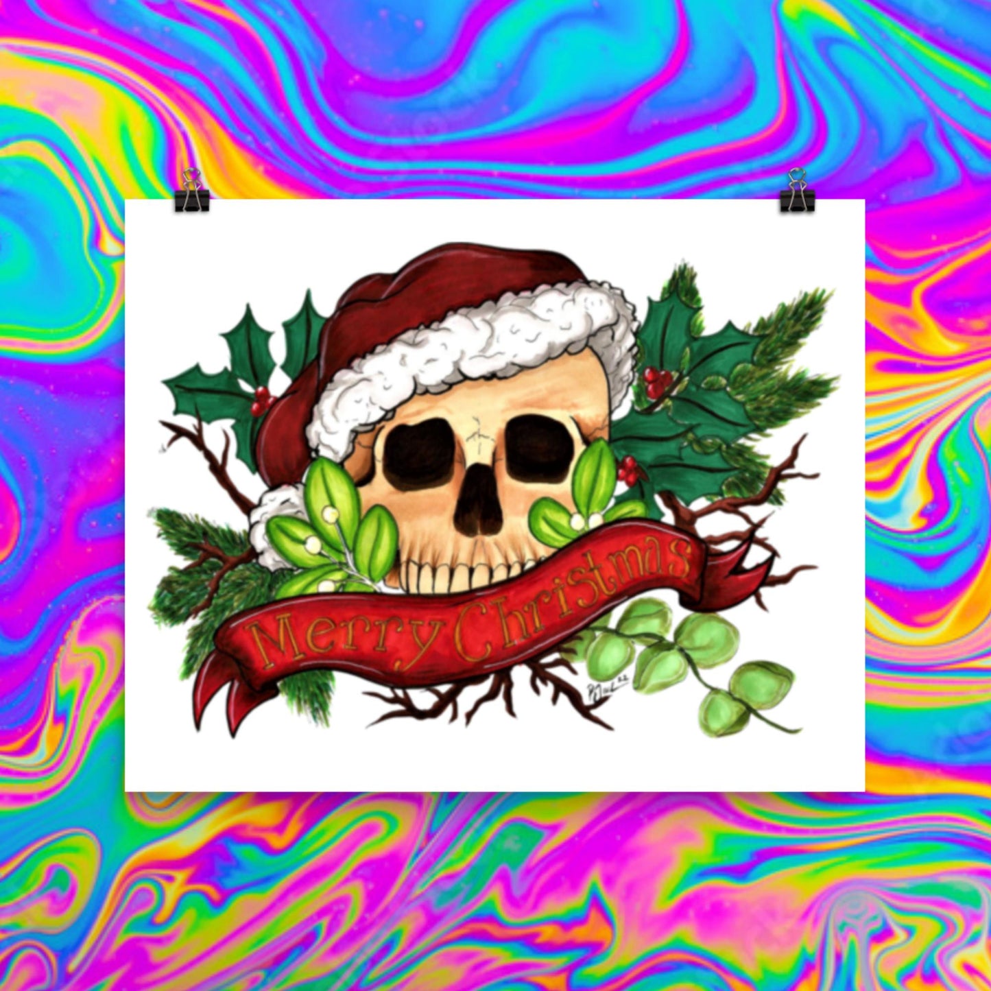 Merry Christmas skull print