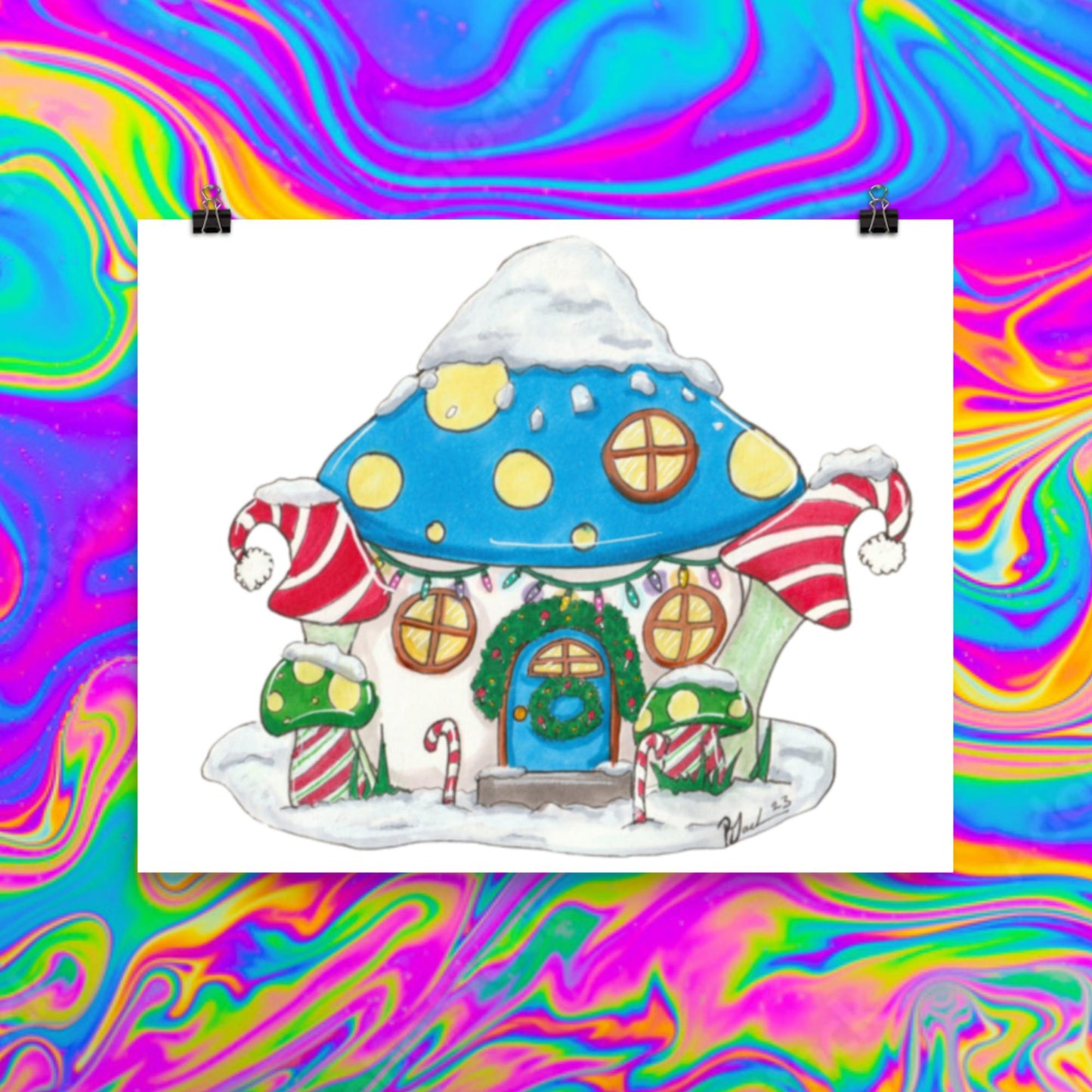 Mushroom Christmas Print