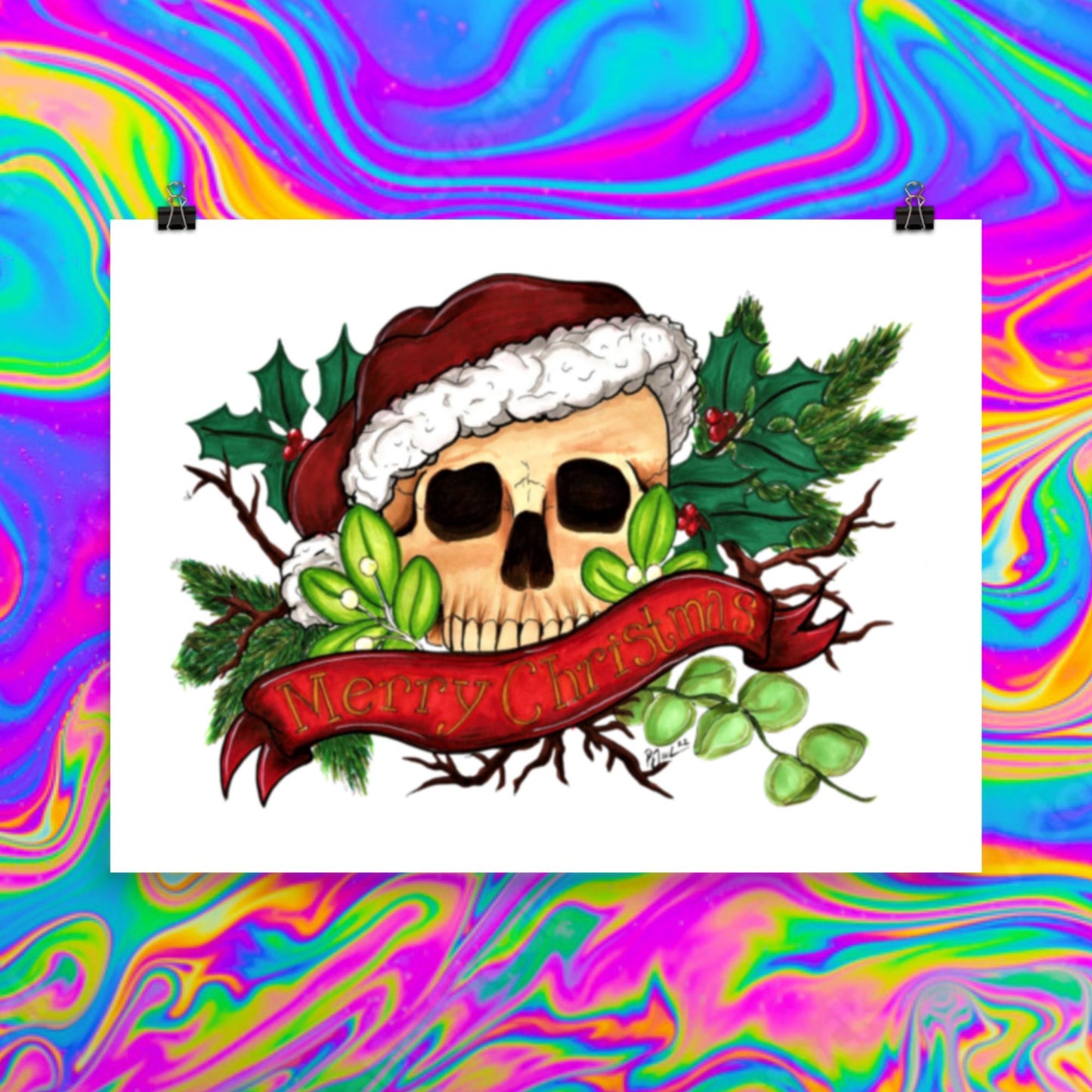 Merry Christmas skull print