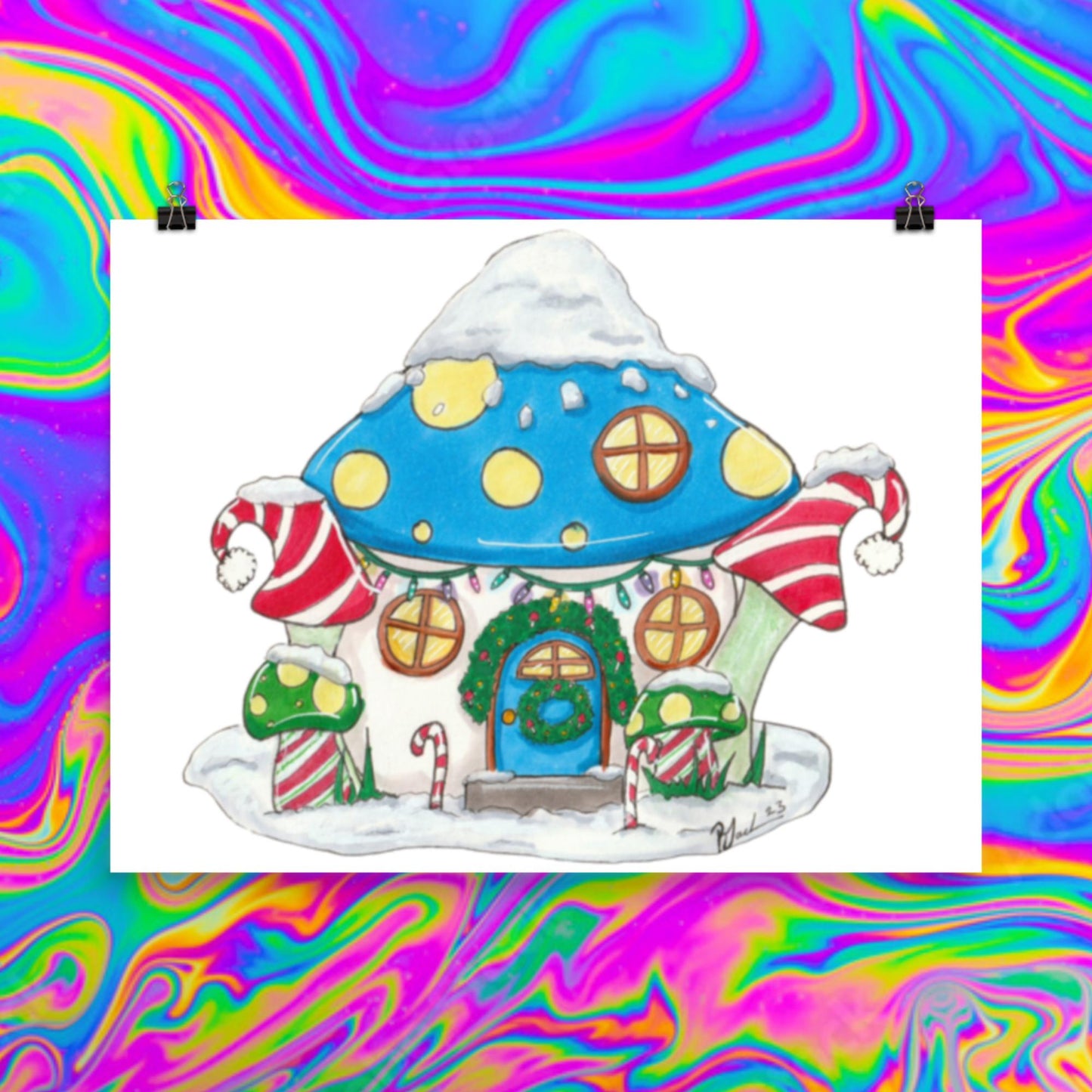 Mushroom Christmas Print