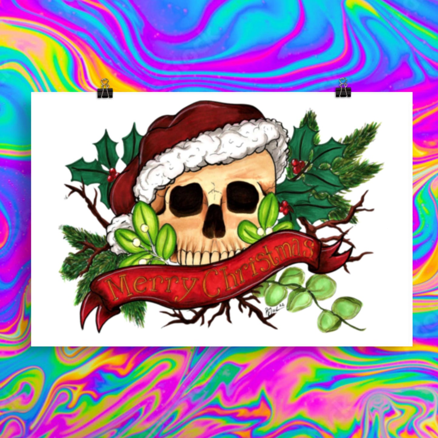 Merry Christmas skull print