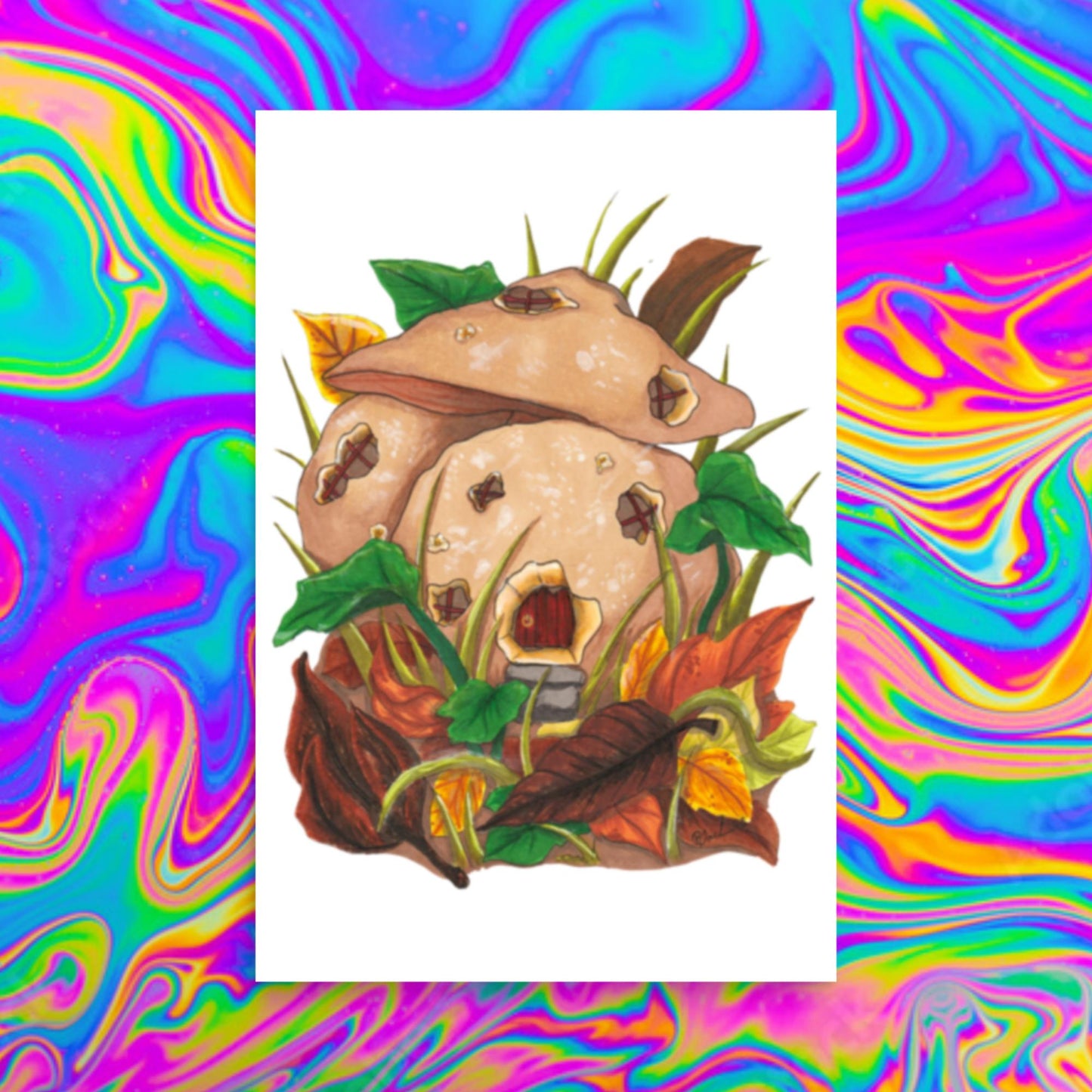 Mushroom cottage print