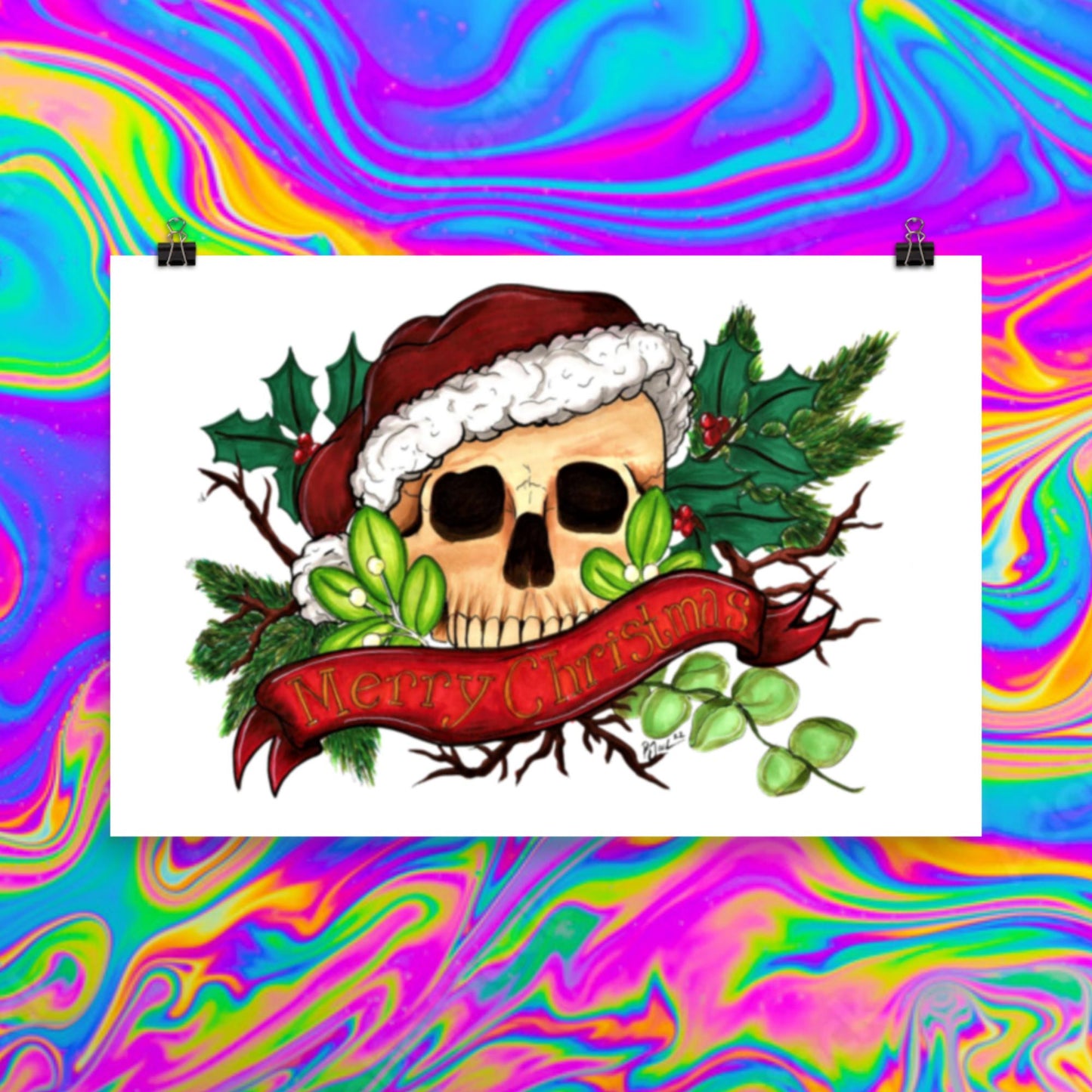 Merry Christmas skull print