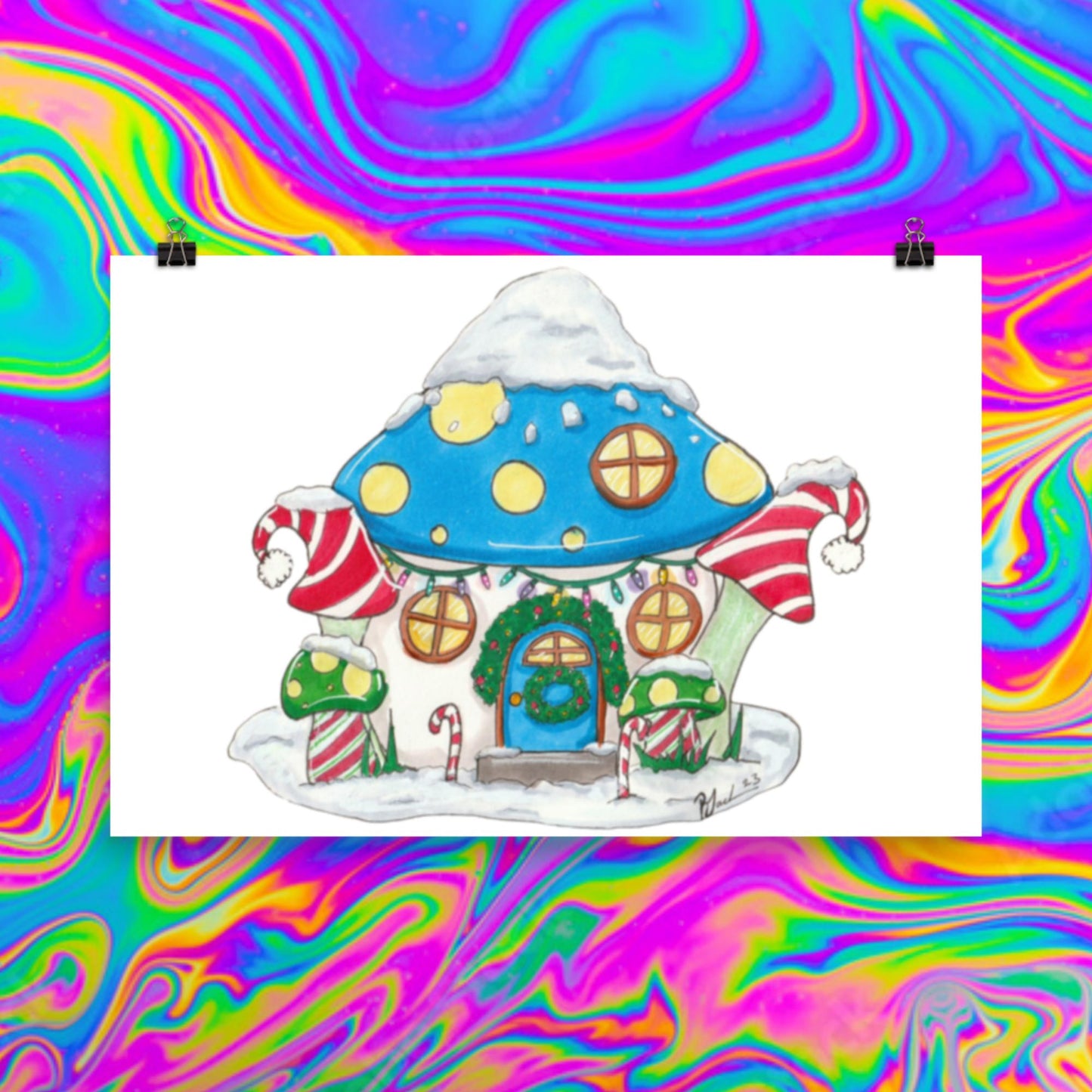 Mushroom Christmas Print