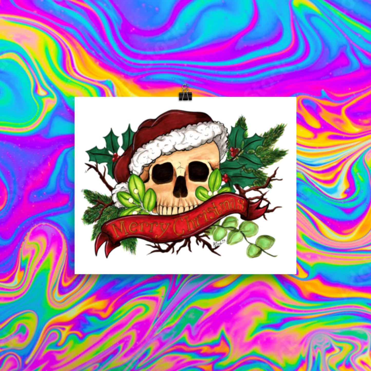 Merry Christmas skull print