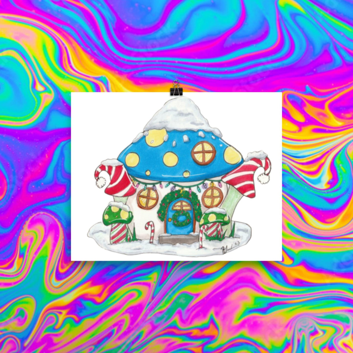 Mushroom Christmas Print