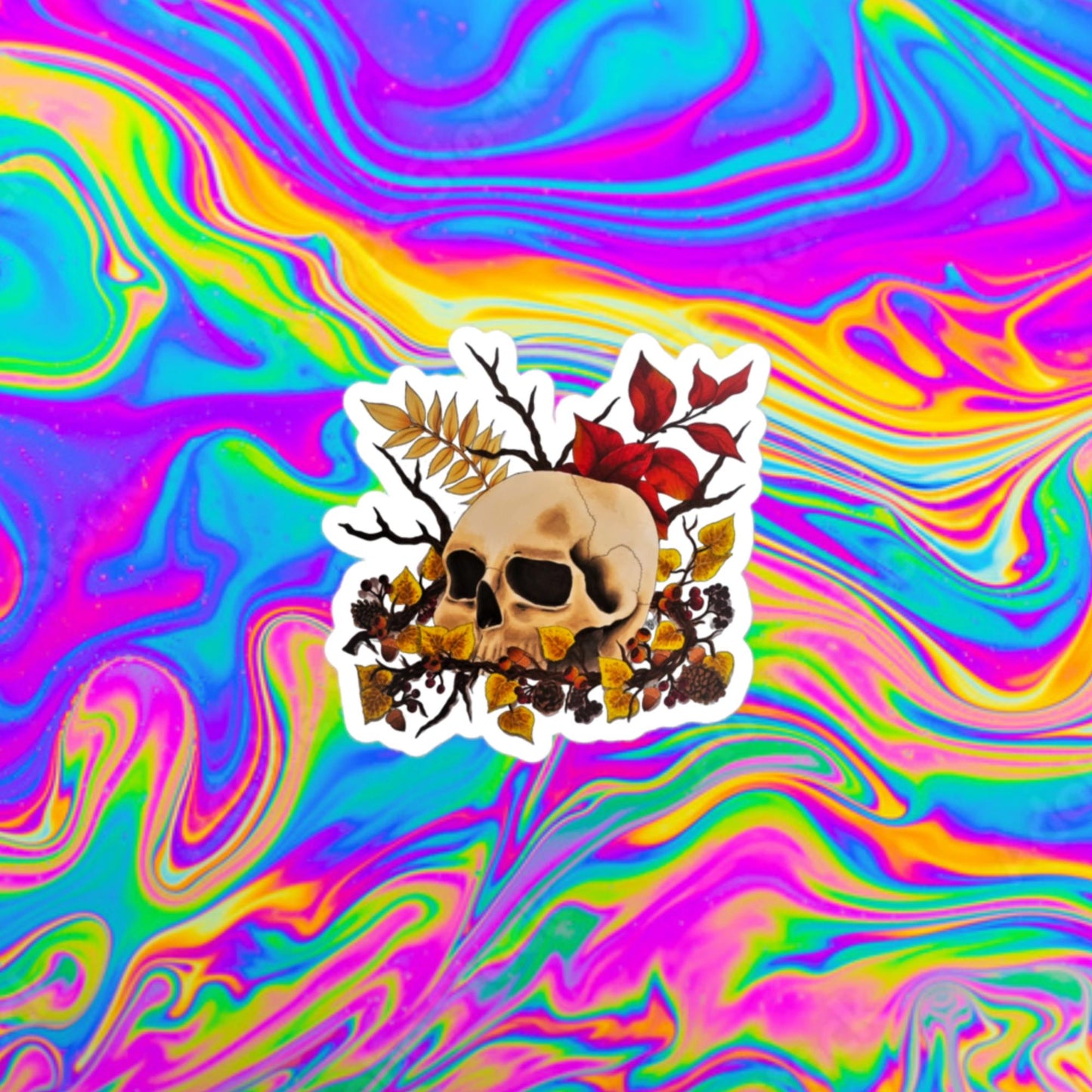 autumn skull Bubble-free stickers