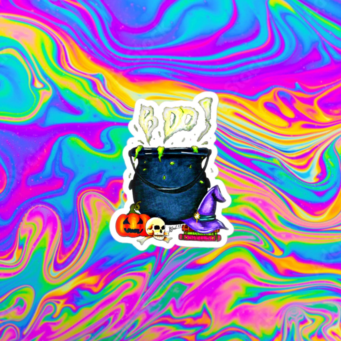 BOO! cauldron Bubble-free stickers