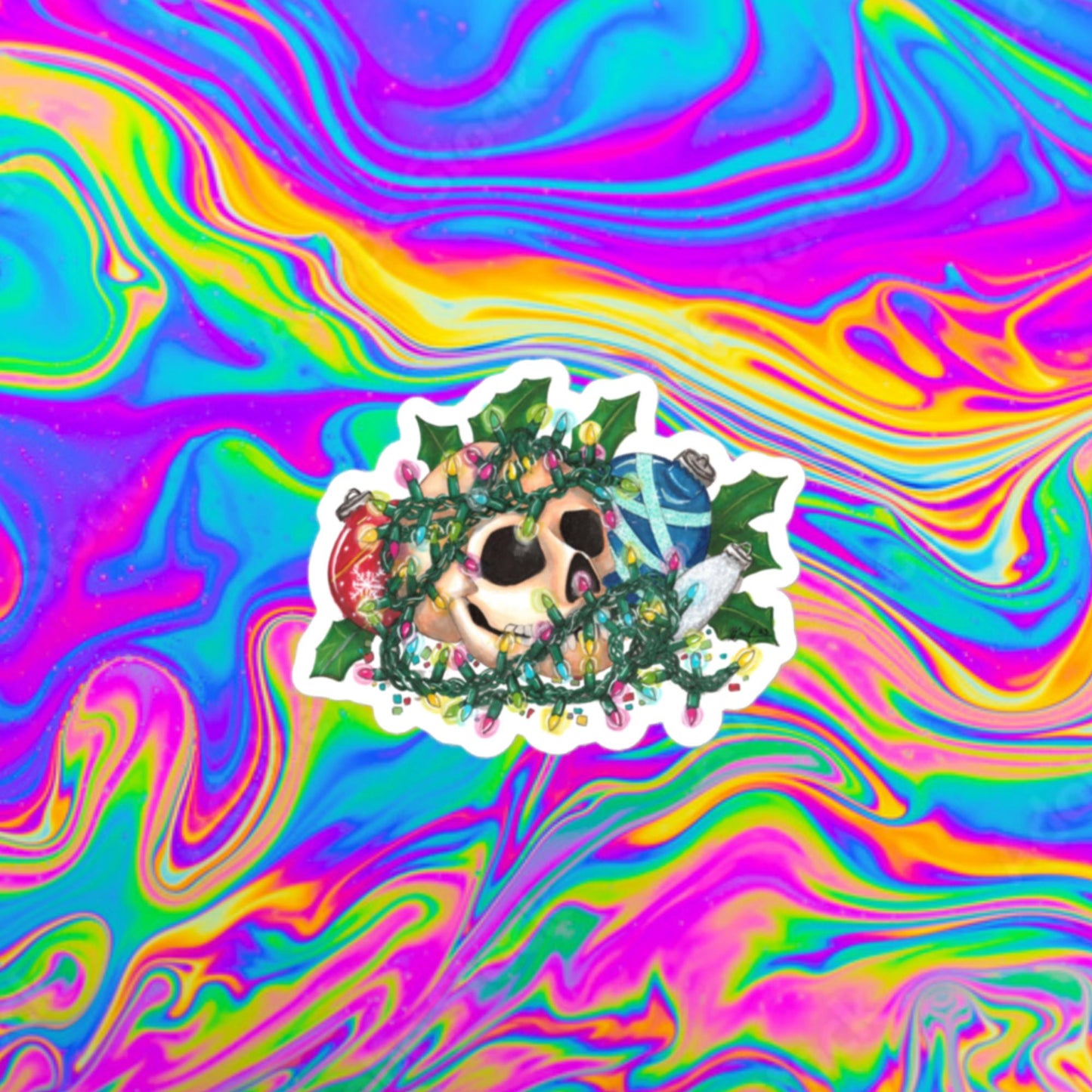 Christmas dec's skull Bubble-free stickers