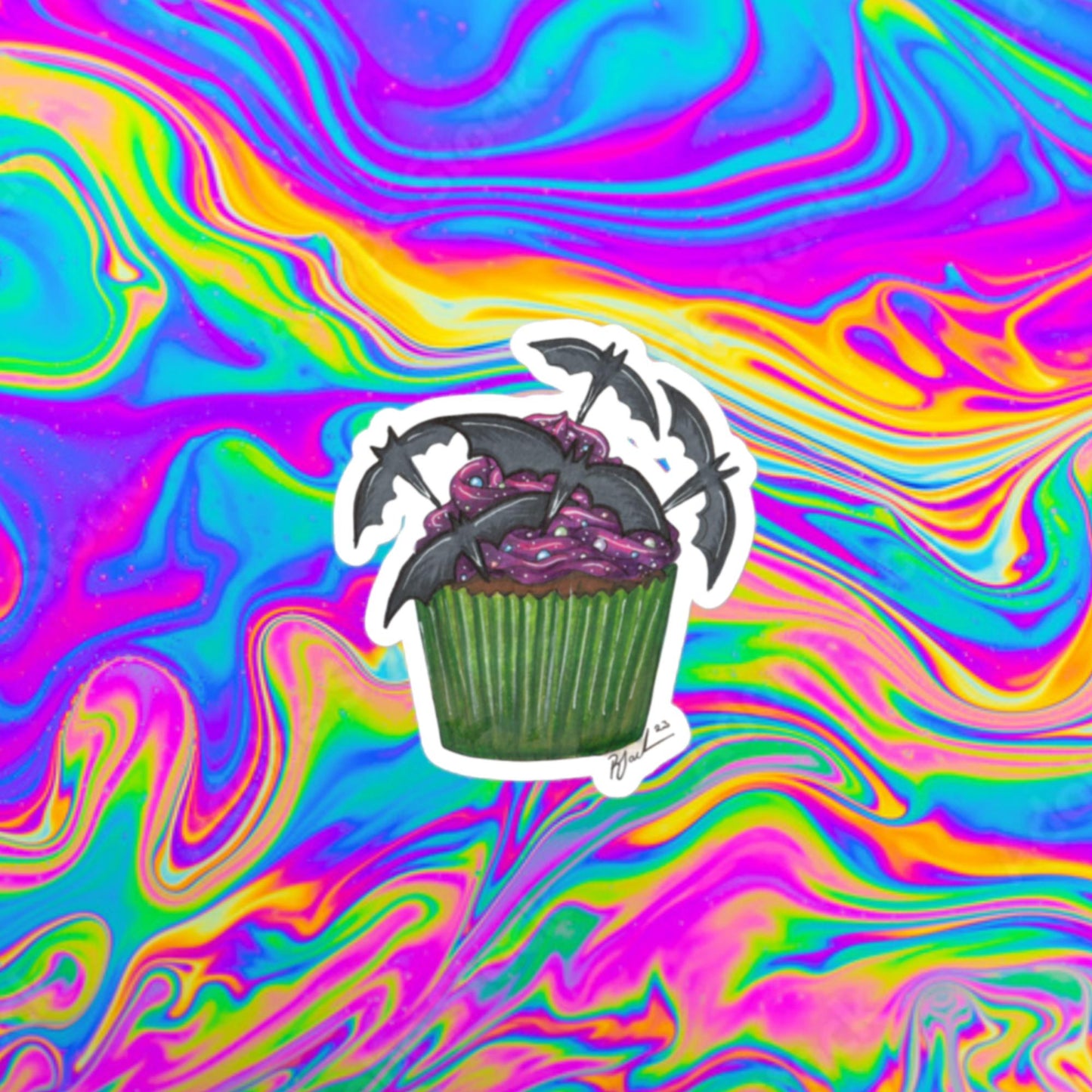 batty cupcake stickers