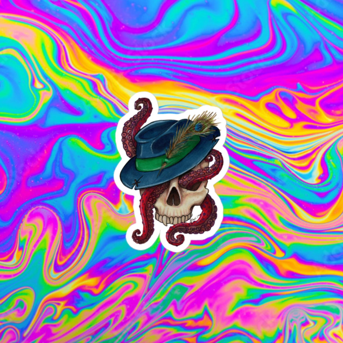 Fedora tentacles Bubble-free stickers