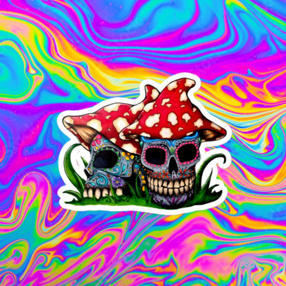 sugar skull mushrooms Bubble-free stickers