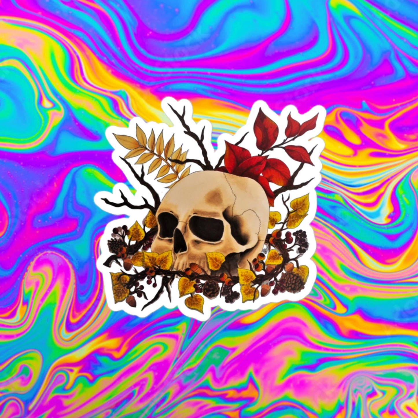 autumn skull Bubble-free stickers