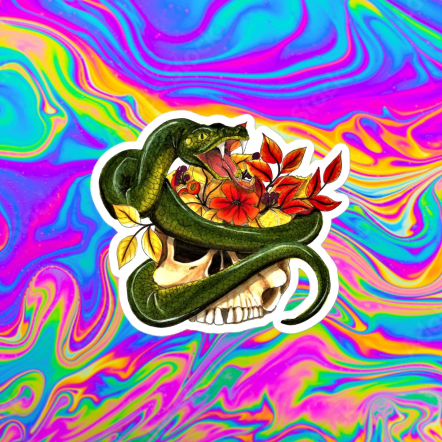 autumn snake skull Bubble-free stickers