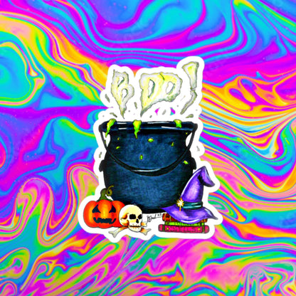 BOO! cauldron Bubble-free stickers